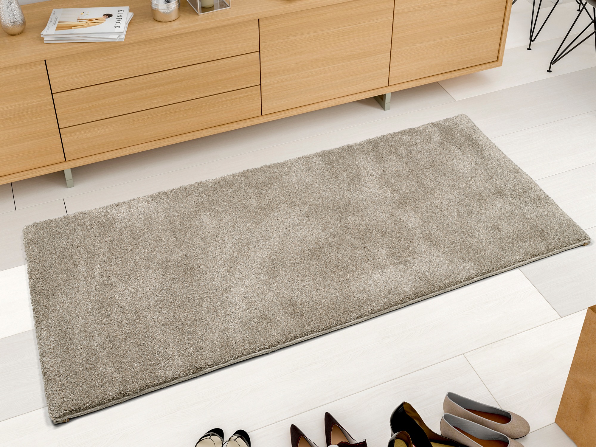 Teppich OCI DIE TEPPICHMARKE "NEW VILLA MELANGE, auch als Läufer und in rund", beige, B:80cm H:20mm L:250cm, Polypropylen, Teppiche, Teppich, dichter Shaggy, melierte uni Farben, robuster Hochflor, Wohnzimmer