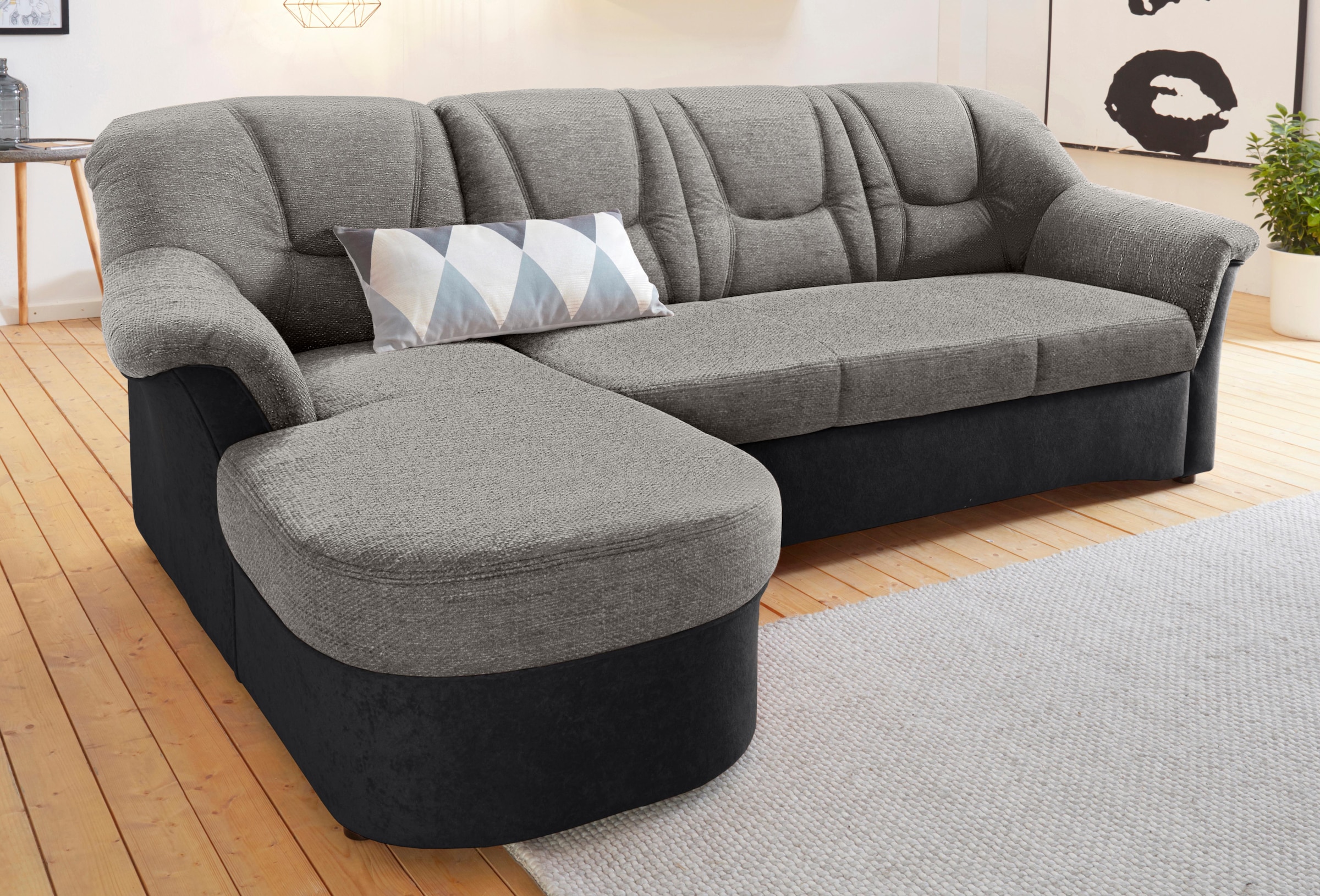 DOMO collection Ecksofa "SARAFINA 232x146 cm, auch mit Federkern für noch mehr Sitzkomfort" whlw. mit Bettfunktion, L-Form