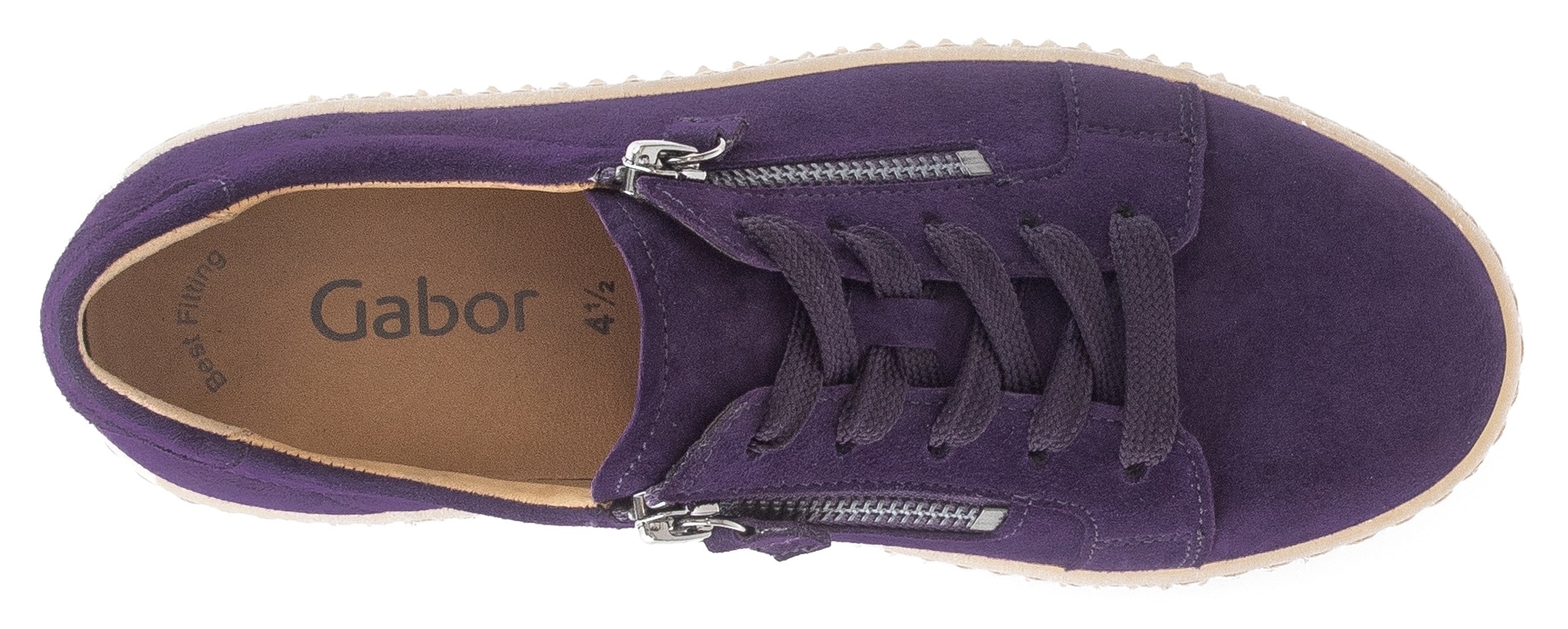 Gabor Sneaker, Plateau, Freizeitschuh, Halbschuh, Schnürschuh, zwei Reißverschlüsse