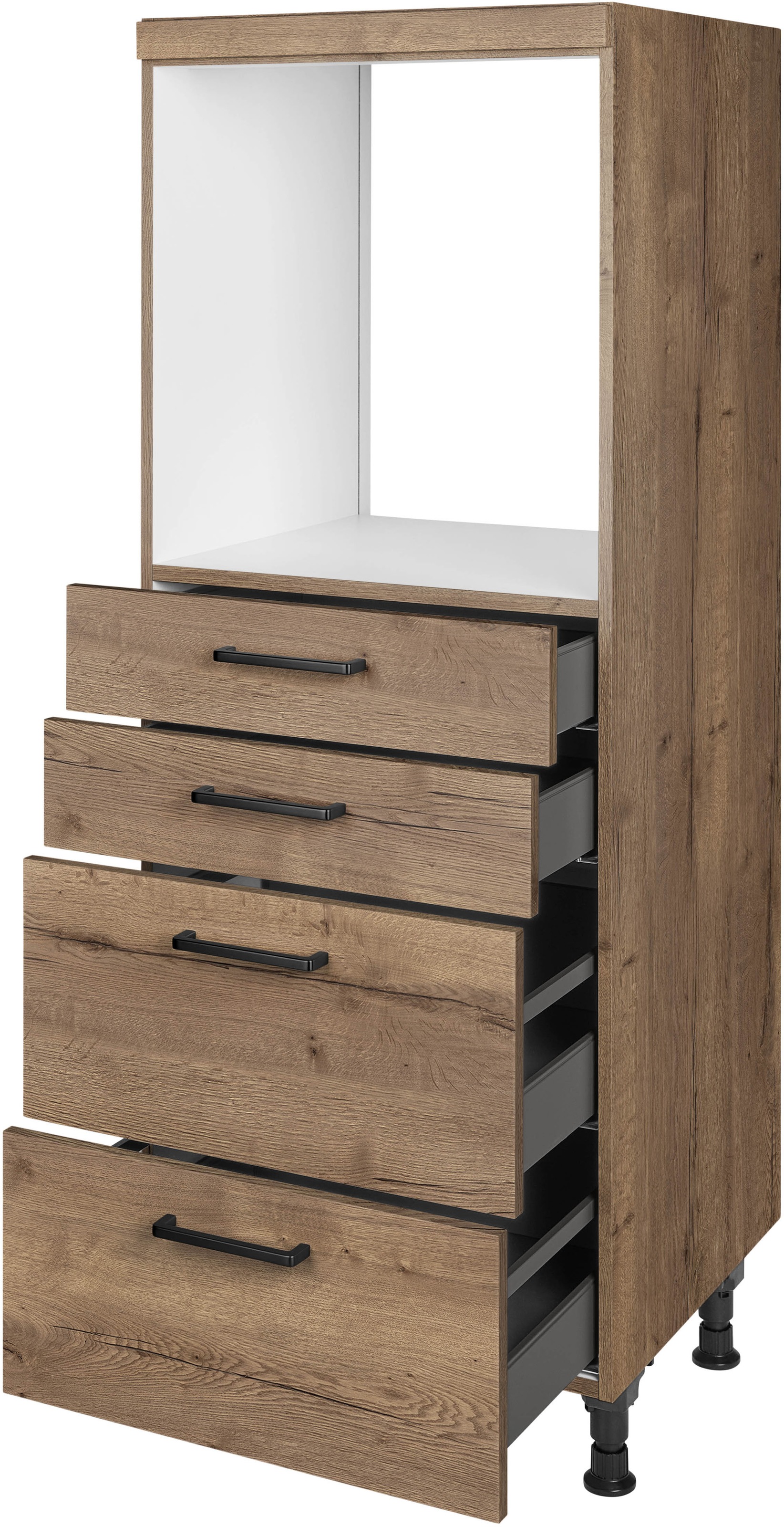 nobilia® Herdumbauschrank »"Structura", mit Schubkästen und Auszügen,«, vormontiert, Breite/Höhe: 60/167,8 cm