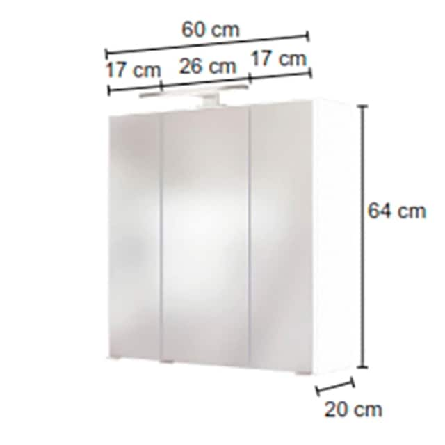 mit Glasböden Spiegelschrank cm, BAUR MÖBEL 6 Breite verstellbaren | »Matera«, bestellen HELD 60