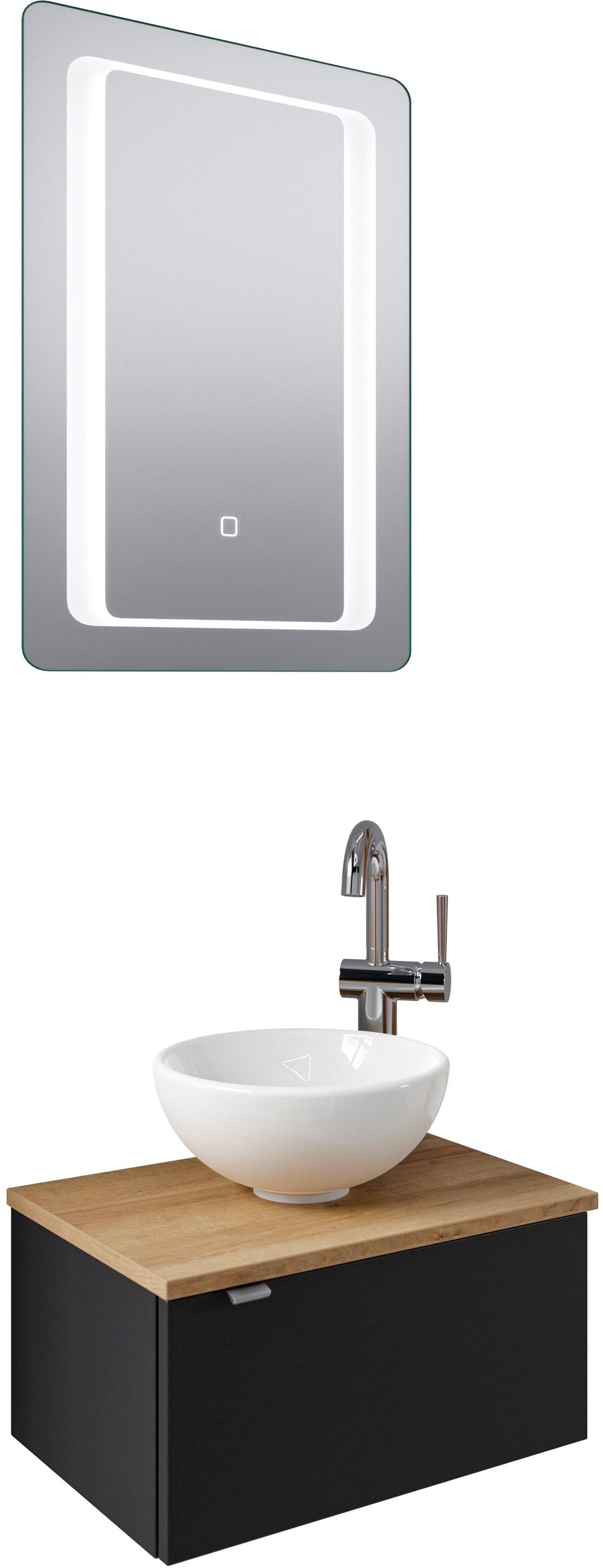 Saphir Badmöbel-Set »Serie 6915«, (4 St.), Gäste-Bad, 51 cm breit, mit LED-Spiegel und 1 Tür