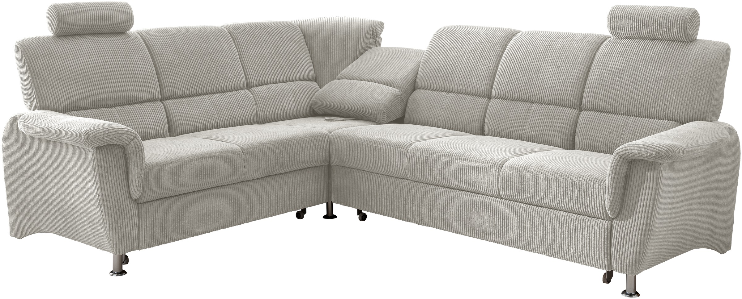 Home affaire Ecksofa »Pisa L-Form, mit Schlaffunktion, Stauraum, 2x höhenverstellbare«, Kopfstützen und Relaxfunktion im Eckelement