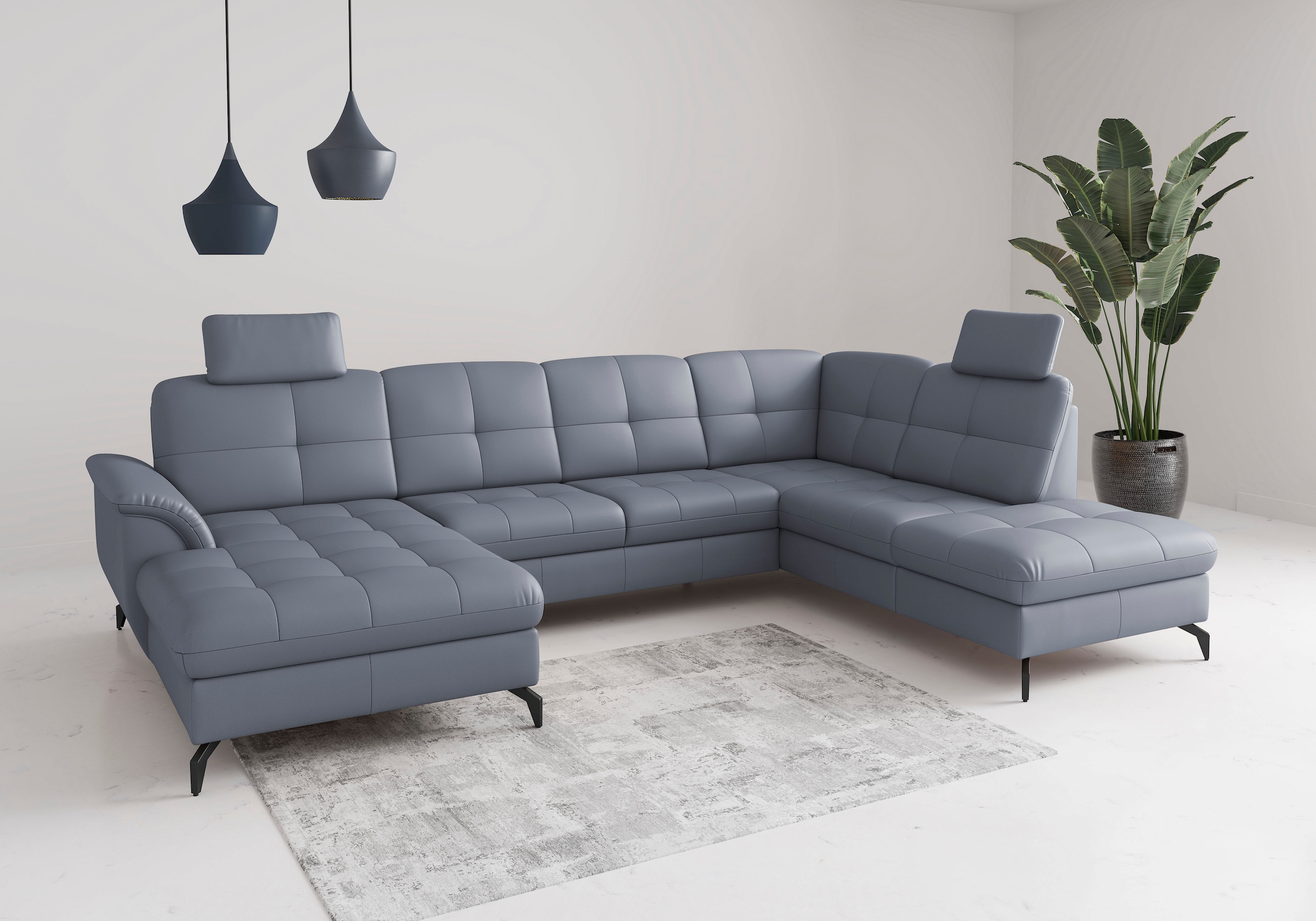 Wohnlandschaft SIT & MORE, T:212cmgraublau, Sofas, "Zora"