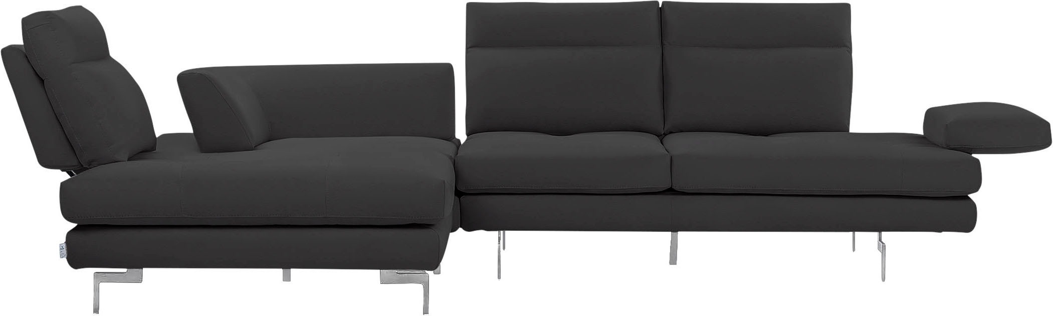 CALIA ITALIA Ecksofa »Toby Wing, L-Form, Designsofa mit sensationellem Sitzkomfort«, Sitztiefenverstell.,wahlw. mit Kissen-Set, Füße chrom glänzend