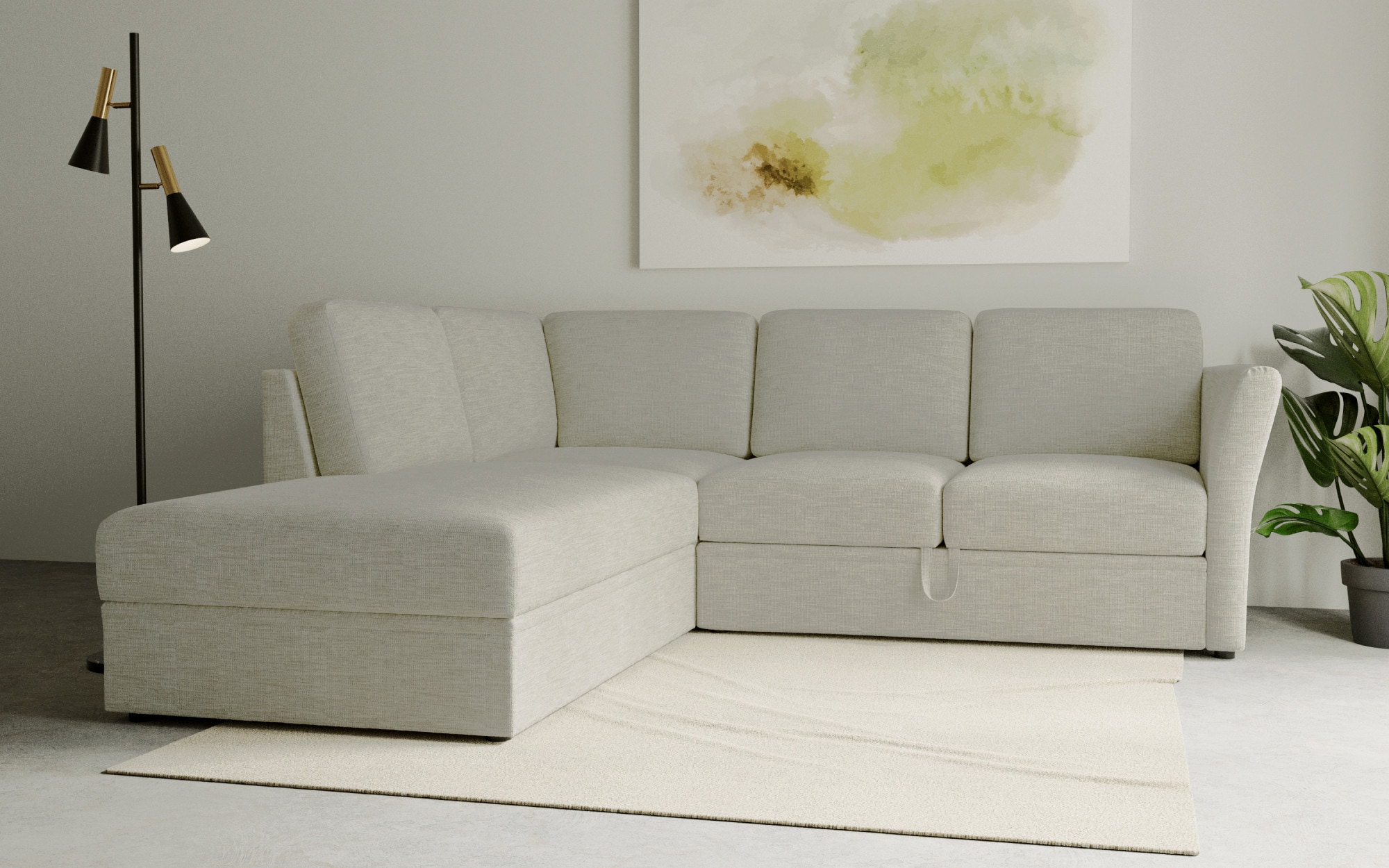 OTTO home Ecksofa "Lavars, L-Form, Schlafsofa" mit Bettfunktion und Stauraum, in zwei verschiedenen Bezugsqualitäten