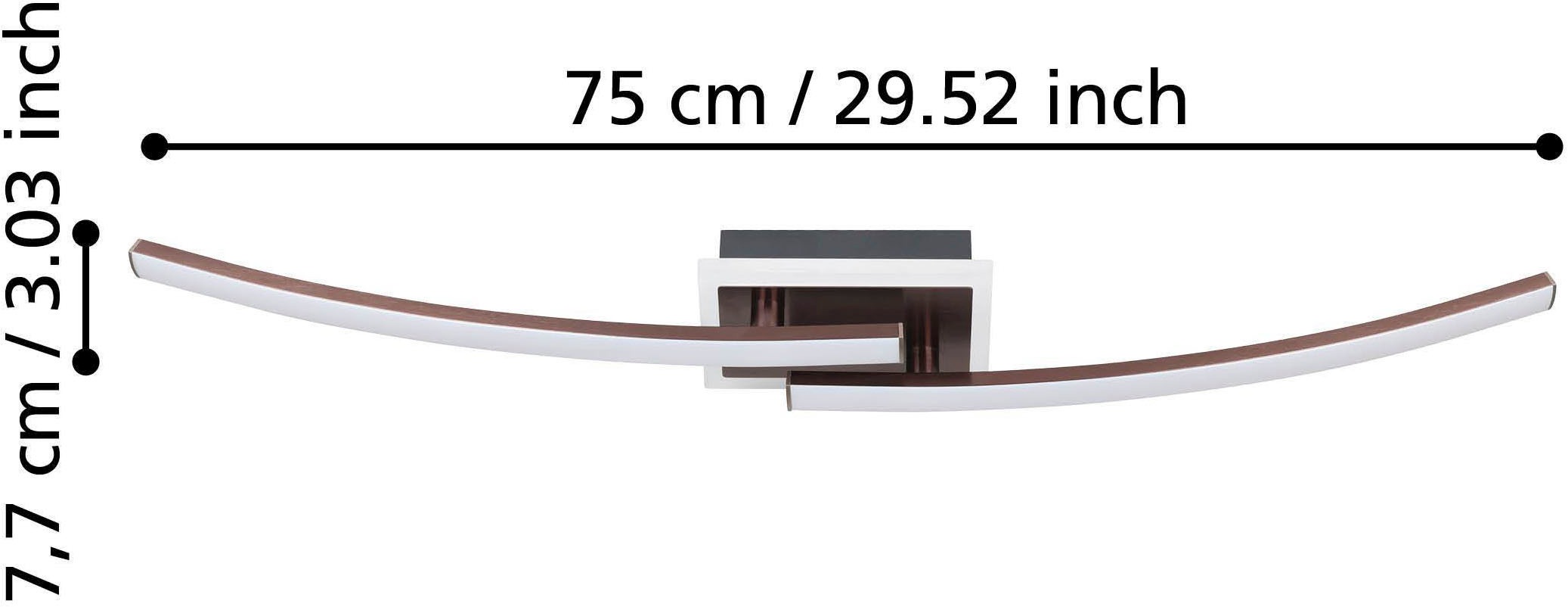 EGLO Deckenleuchte »Lungolago Deckenlampe,  Bürolampe Decke, Metall und Kunststoff, Lampe« LED-Modul 1 Stk. Neutralweiß Wand-/Deckenleuchte - L74 x B14 x H6 cm - bronze - 12W inkl.