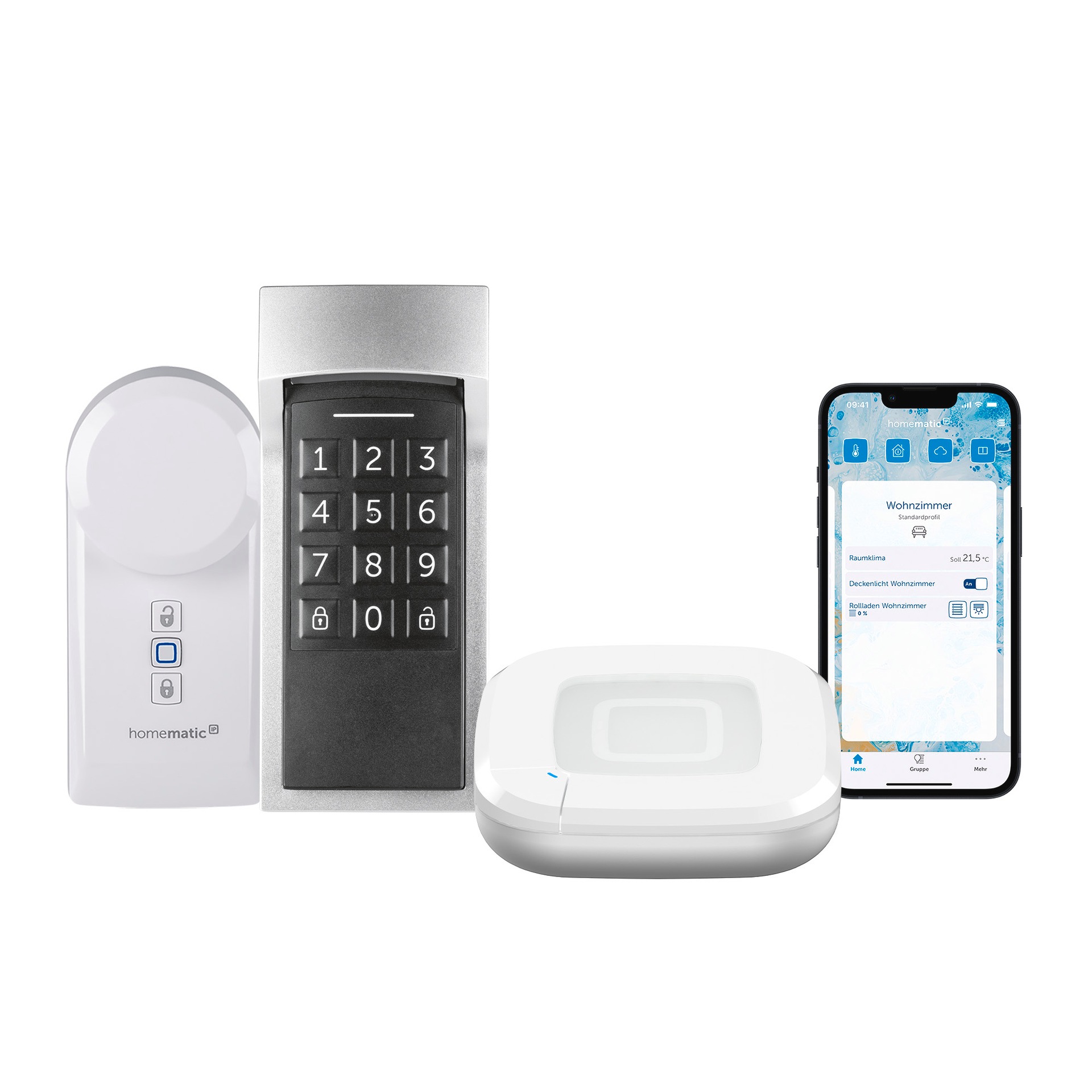 HOMEMATIC IP Smart-Home-Zubehör "Starter Bundle Zutritt + Keypad", B:31cm H:12cm T:37cmweiß, Smart-Home-Stationen