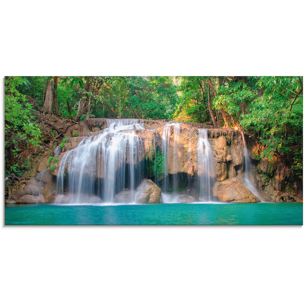 Artland Glasbild »Wasserfall im Wald National Park«, Gewässer, (1 St.)