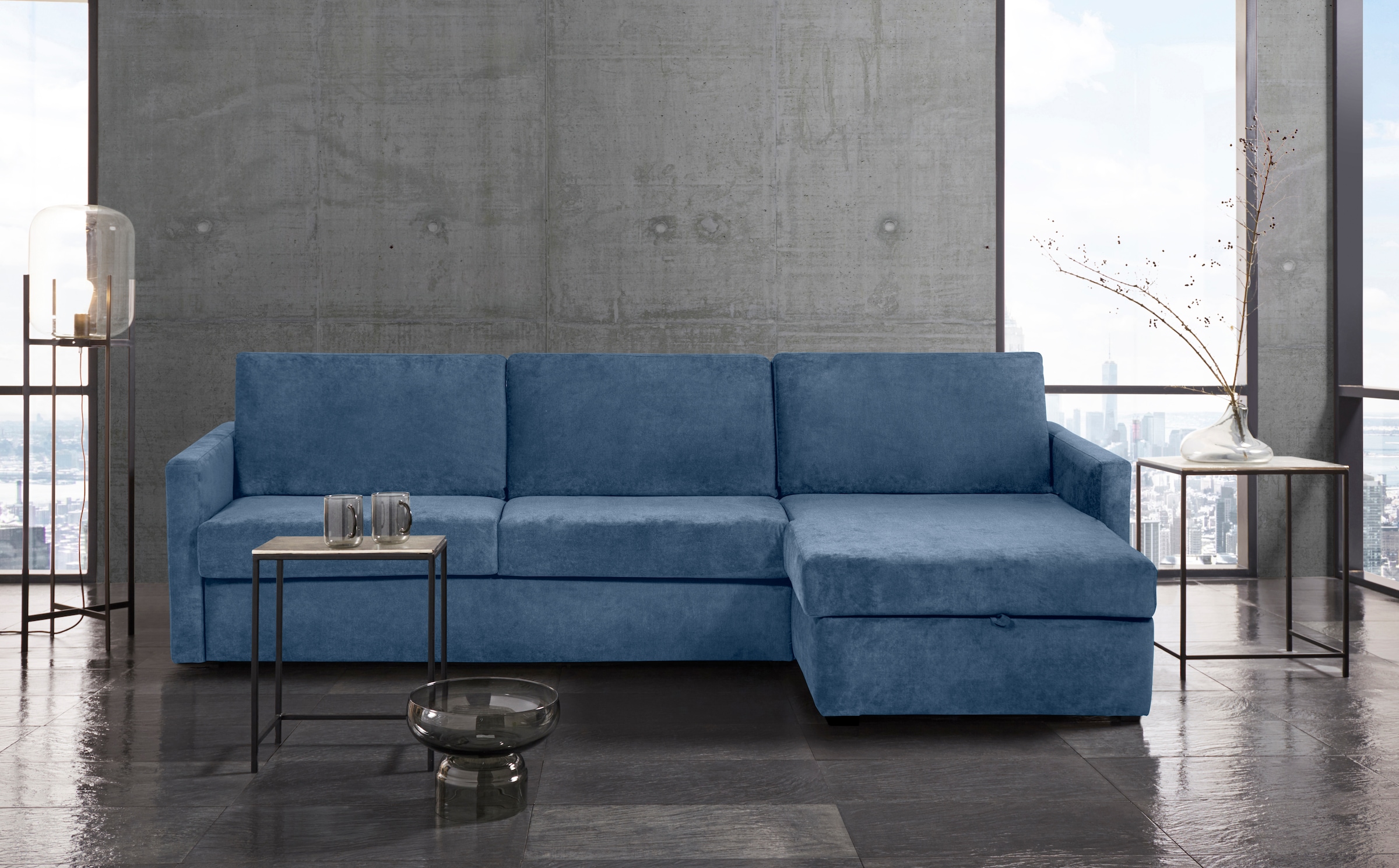 Places of Style Schlafsofa "GOLDPOINT Ecksofa 264 cm, Liegefläche (140/200cm), L-Form,", Bettfunktion, Bonell-Federkernm