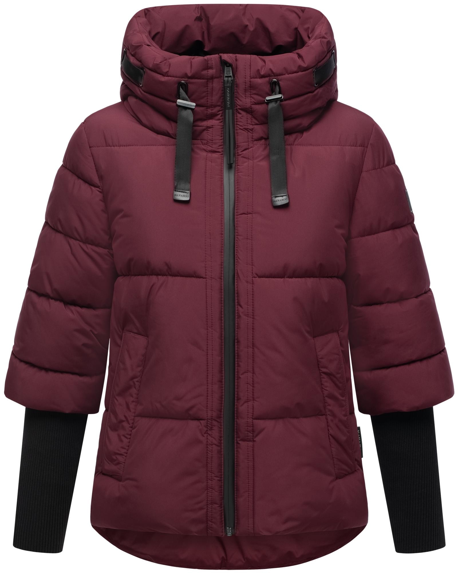 Navahoo Steppjacke »Lotusherz XIV«, mit Kapuze, Warme gesteppte Winterjacke mit Rippstrickärmeln
