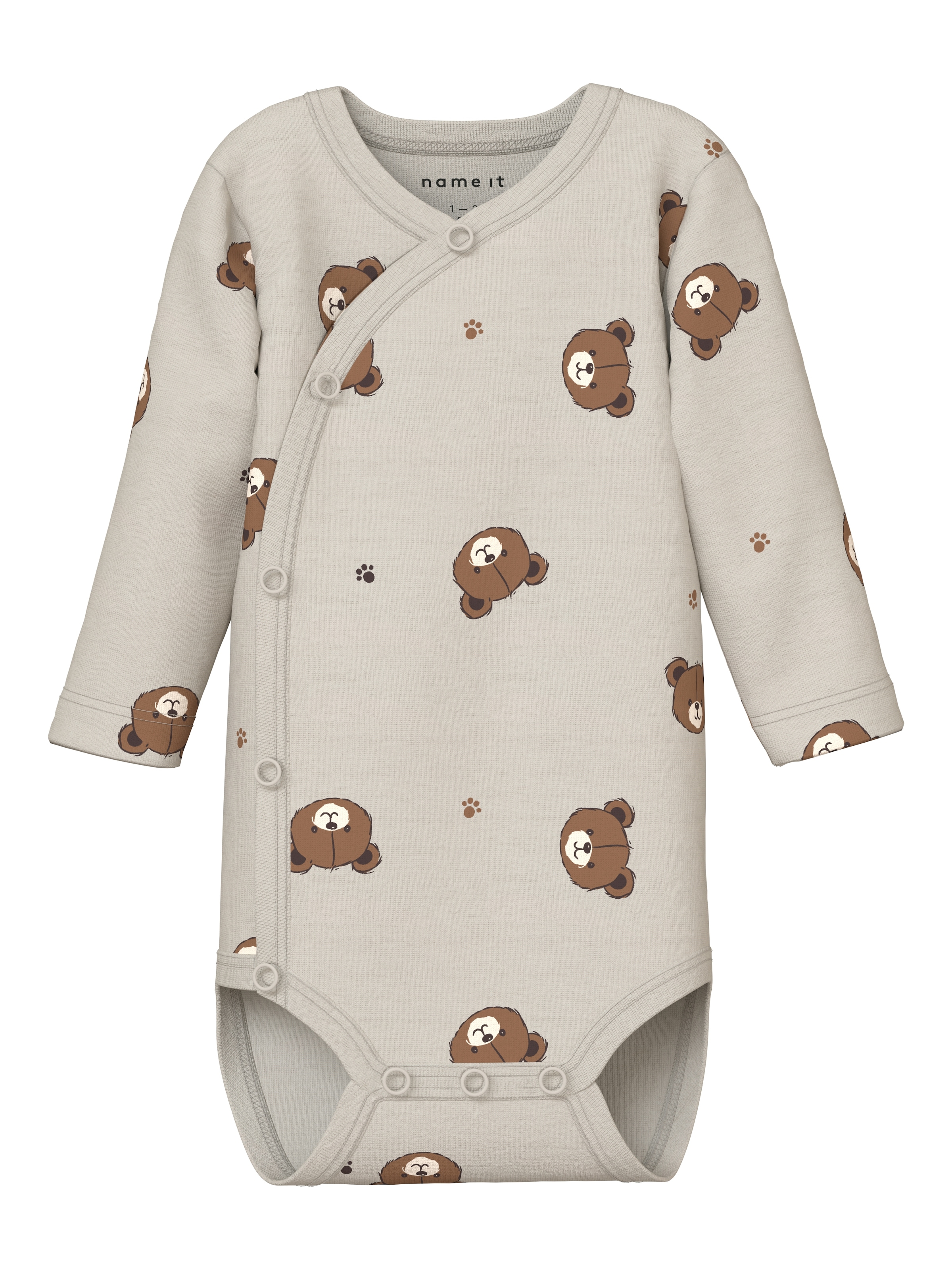 Name It Langarmwickelbody »NBNBODY 2P LS WRAP PUMICE BEAR« Packung, 2 tlg.