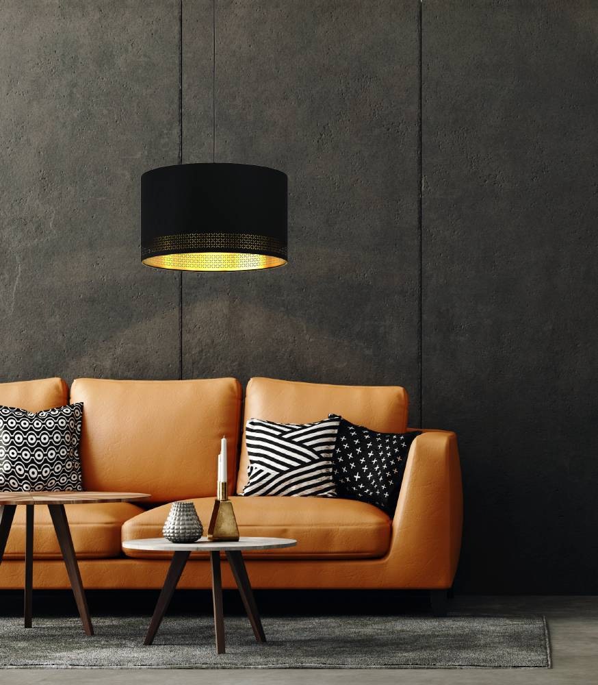 EGLO Hängeleuchte »ESTEPERRA Hängelampe, Textil, exkl. Leuchtmittel Retro«, 1 flammig, Leuchtmittel E27 | ohne Leuchtmittel, Hängelampe Vintage aus Stahl und Textil in Schwarz, Gold, E27