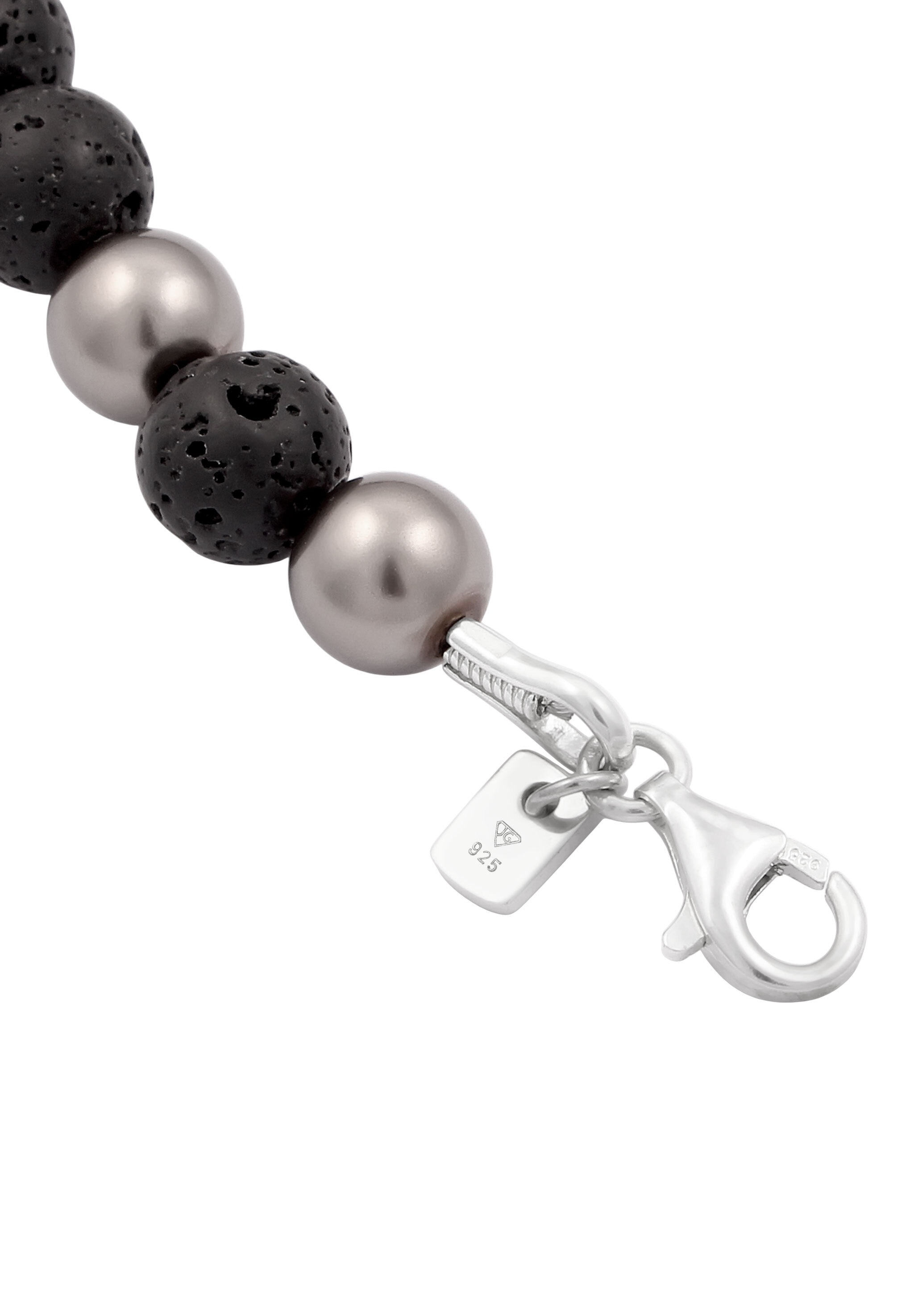 Kuzzoi Armkette »Armband Lava Synthetische Perle Grau Schwarz 925 Sterling Silber«