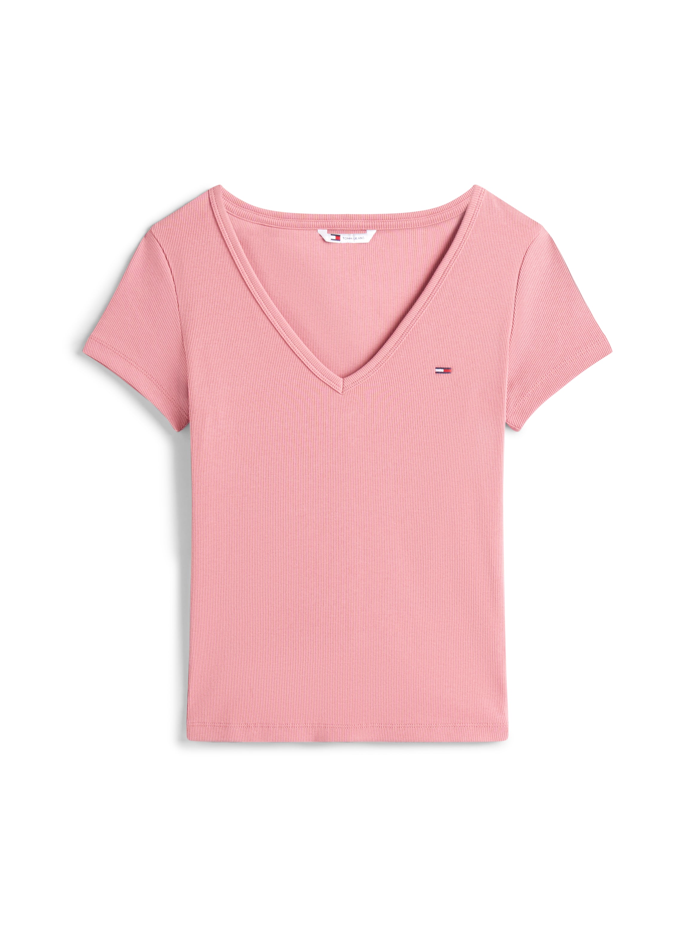 Tommy Jeans T-Shirt »TJW SLIM ESSENTIAL RIB V SS«, mit Logostickerei