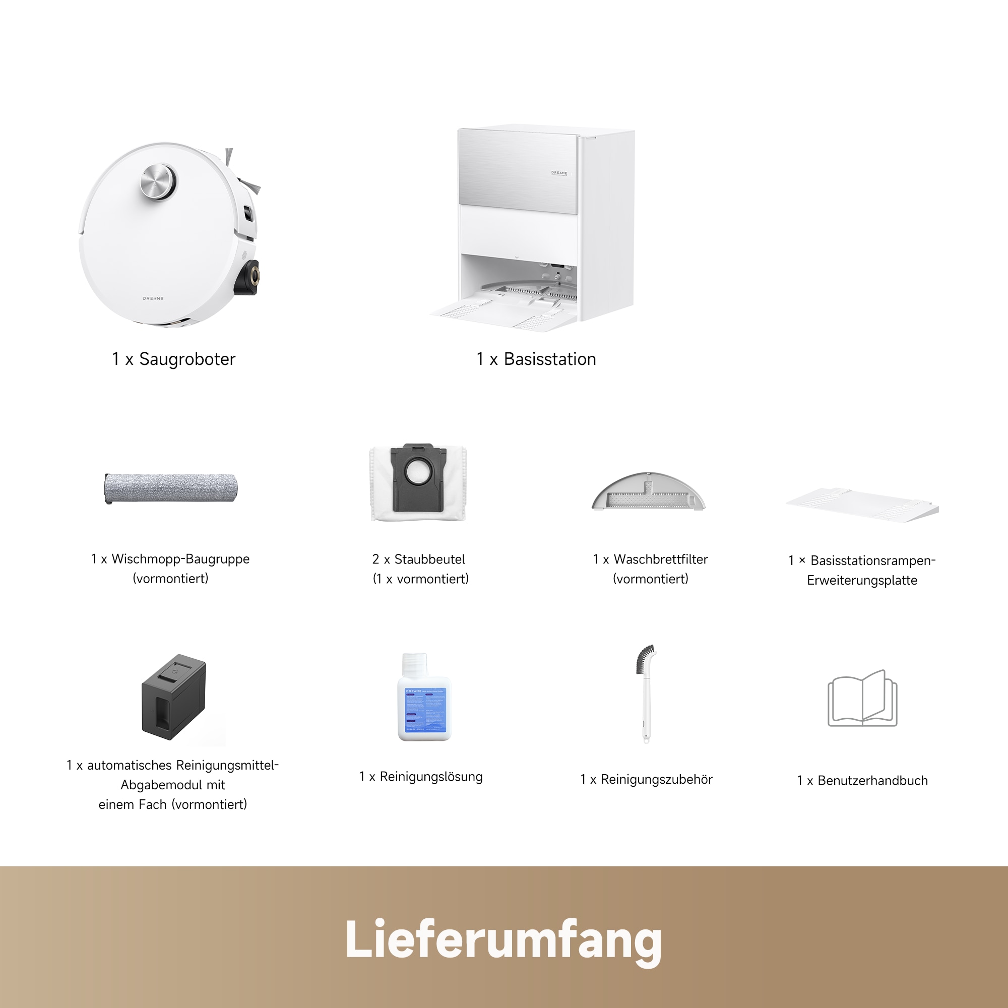 Dreame Nass-Trocken-Saugroboter »mit Wischfunktion Aqua10 Roller« Warmwasser-Wischsystem, Rollenmopp, überwindet Hindernisse, 30.000 Pa