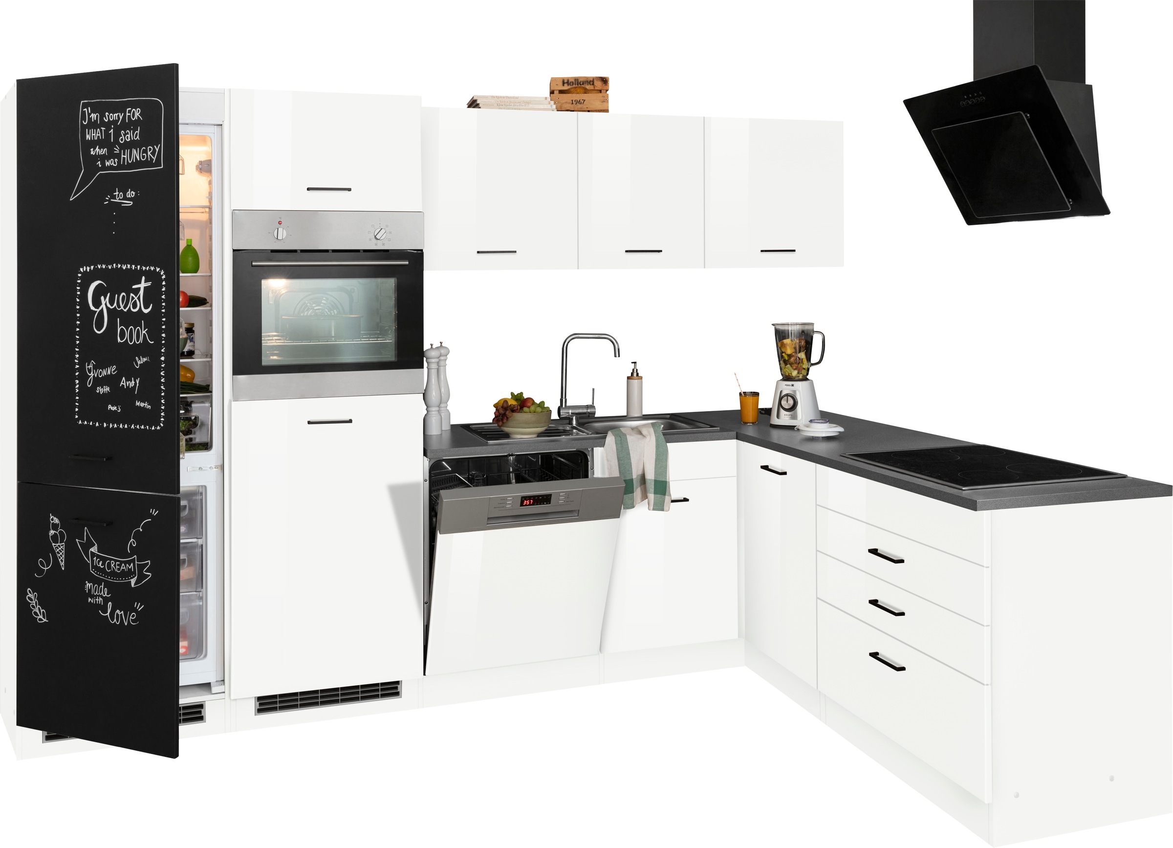 KOCHSTATION Winkelküche »KS-Trier«, mit E-Geräten, Stellbreite 290/190 cm