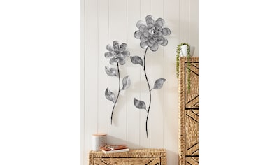 Home affaire Wanddekoobjekt »Blumen«, (2er-Set), Wanddeko, aus Metall kaufen