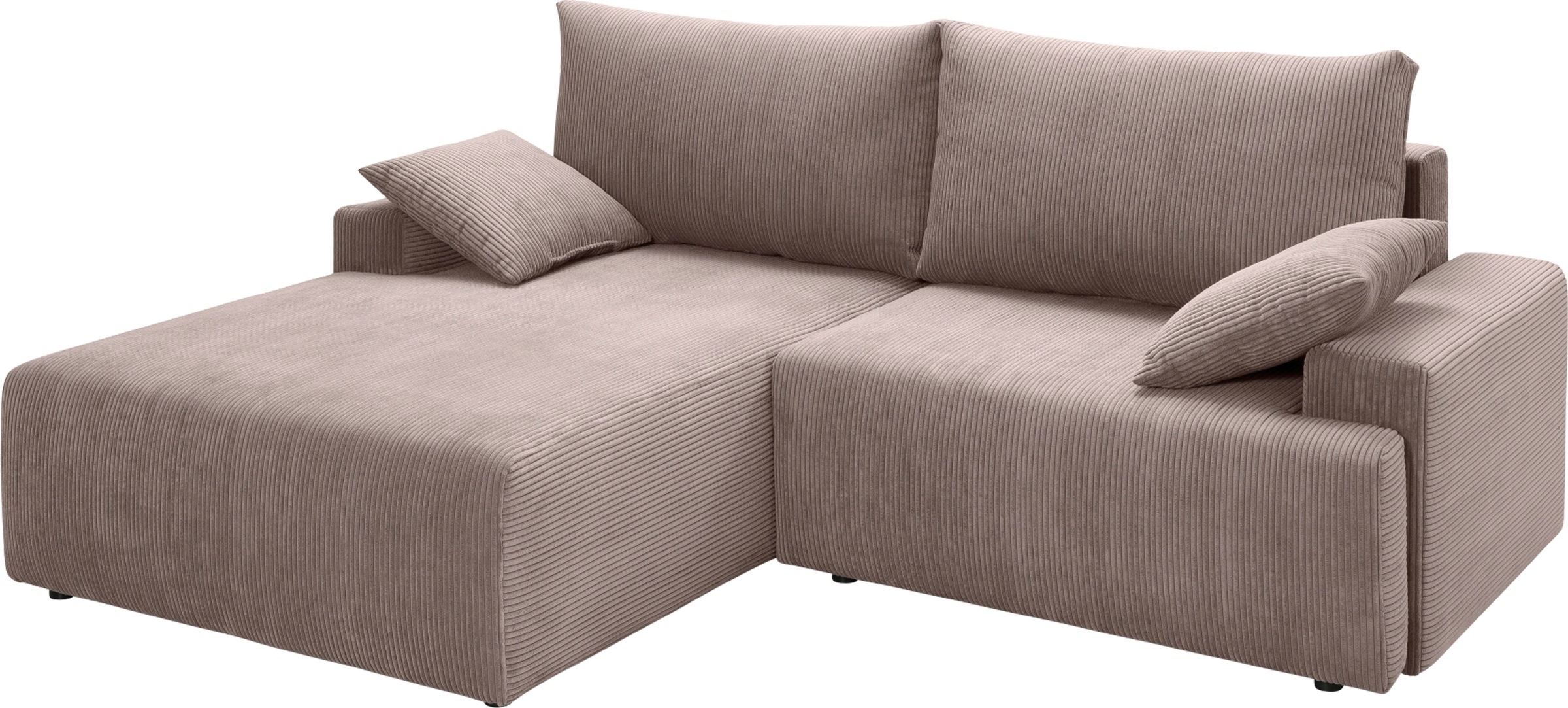 exxpo - sofa fashion Ecksofa »Orinoko, aktuelles Design und hoher Sitzkomfort, L-Form«, inkl. Bettfunktion und Bettkasten, schöne Farben im angesagten Cord