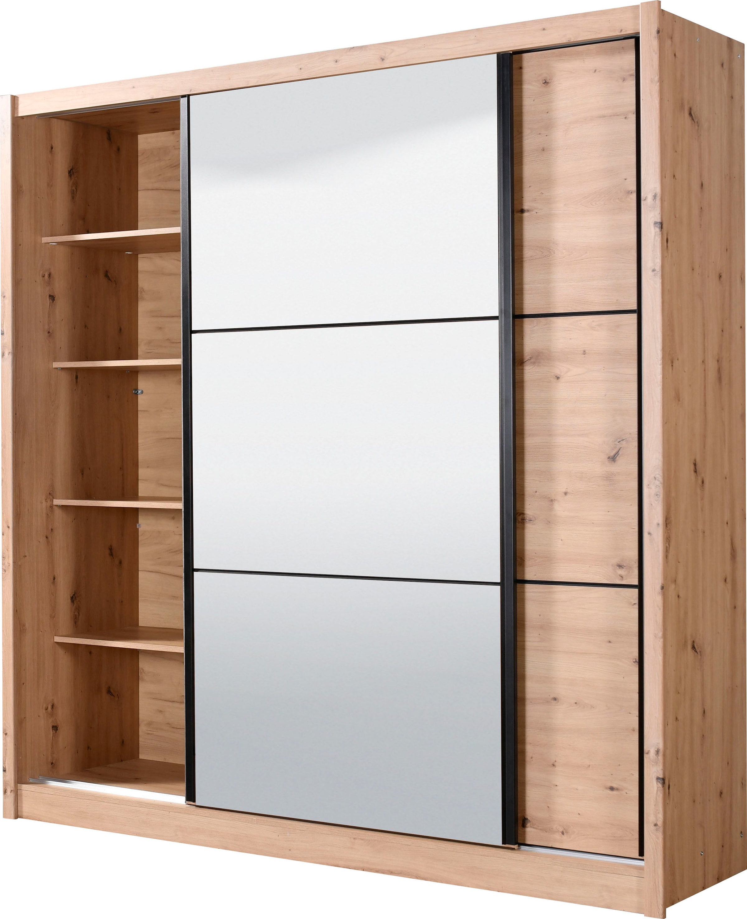 INOSIGN Schwebetürenschrank »Navara Kleiderschrank mit Spiegel Wäscheschrank Garderobe«, mit großzügiger Innenausstattung, FSC®-zertifiziert, in 3 Breiten