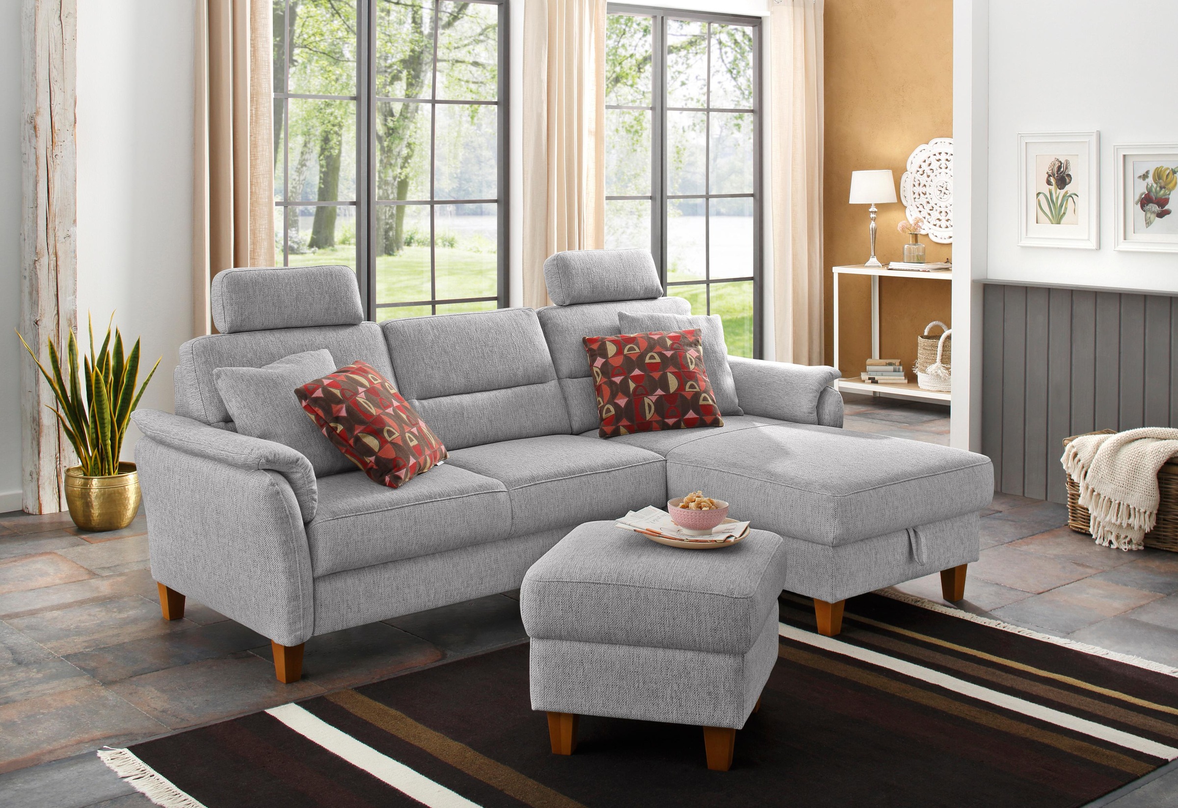 Home affaire Ecksofa "Palmera L-Form, B: 244 cm" optional Bettfunktion & Be günstig online kaufen