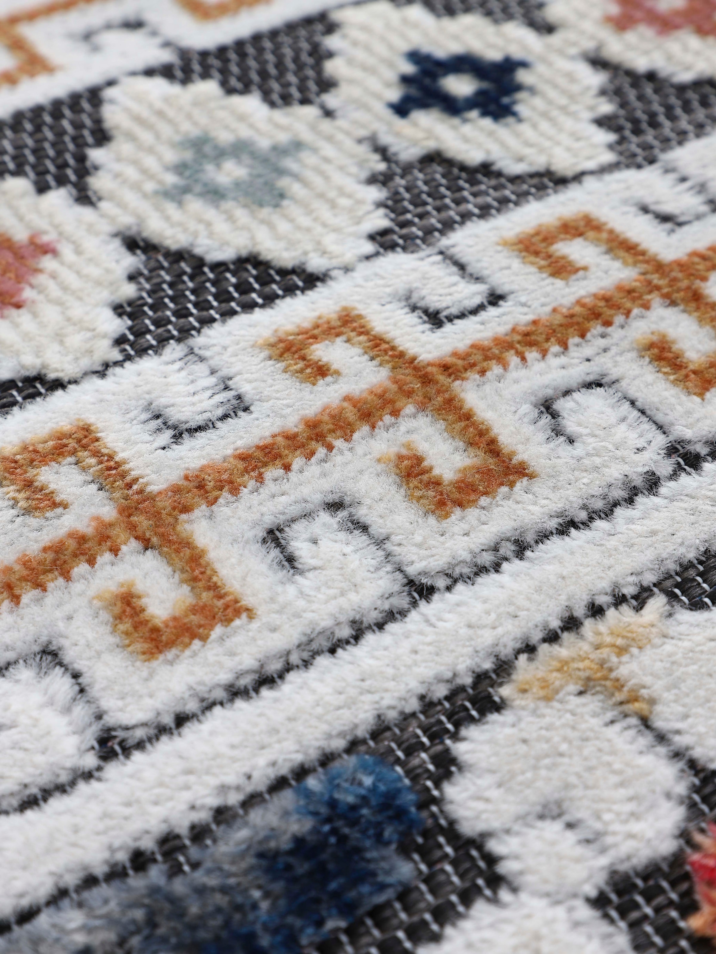 carpetfine Teppich »Deja 103«, rechteckig, 4 mm Höhe, robustes Flachgewebe, Motiv- Floral Palmenblätter, Hoch-Tief Effekt