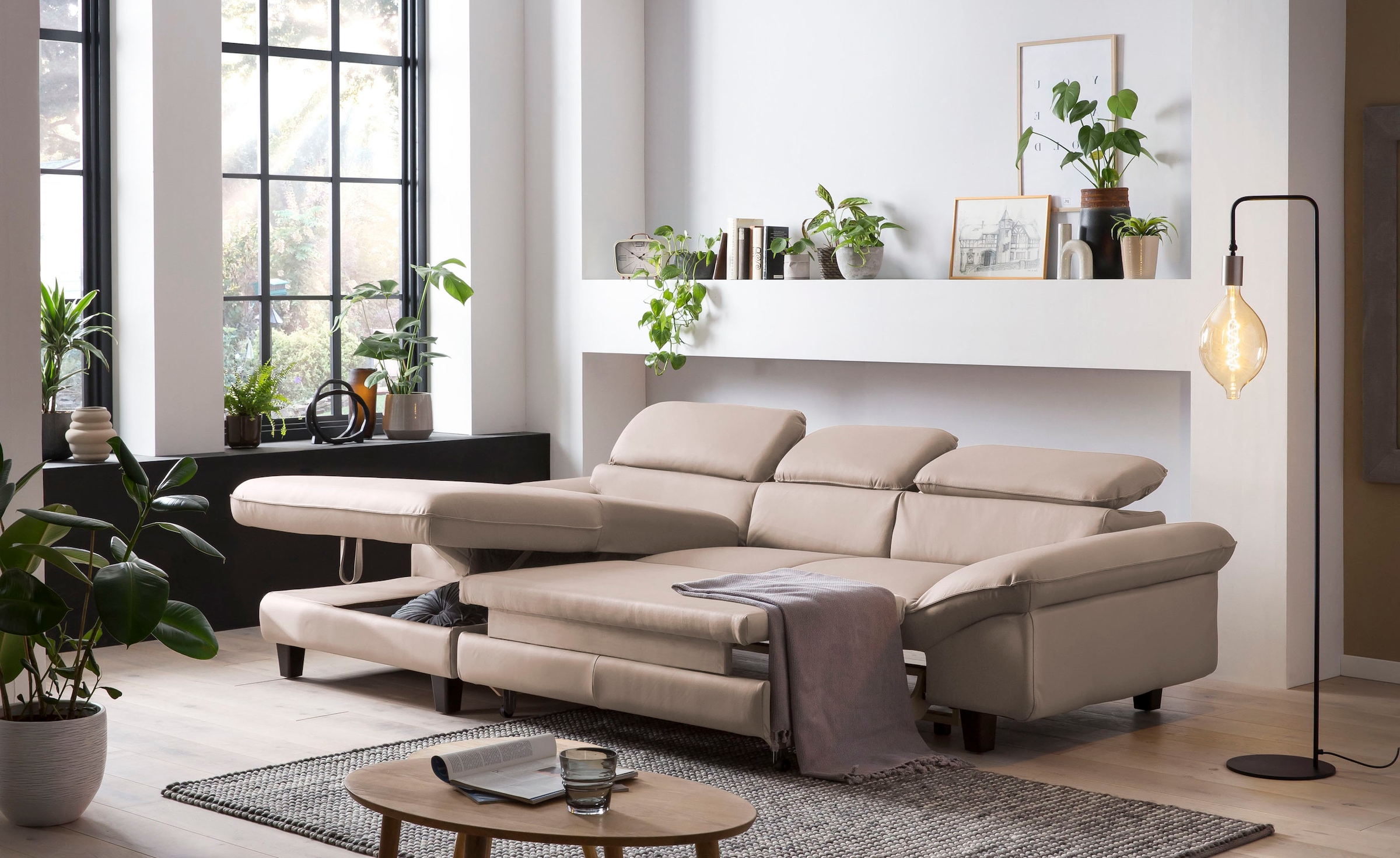 Home affaire Ecksofa »Pilot L-Form«, mit Kopfteilverstellung, wahlweise mit Bettfunktion & Bettkasten