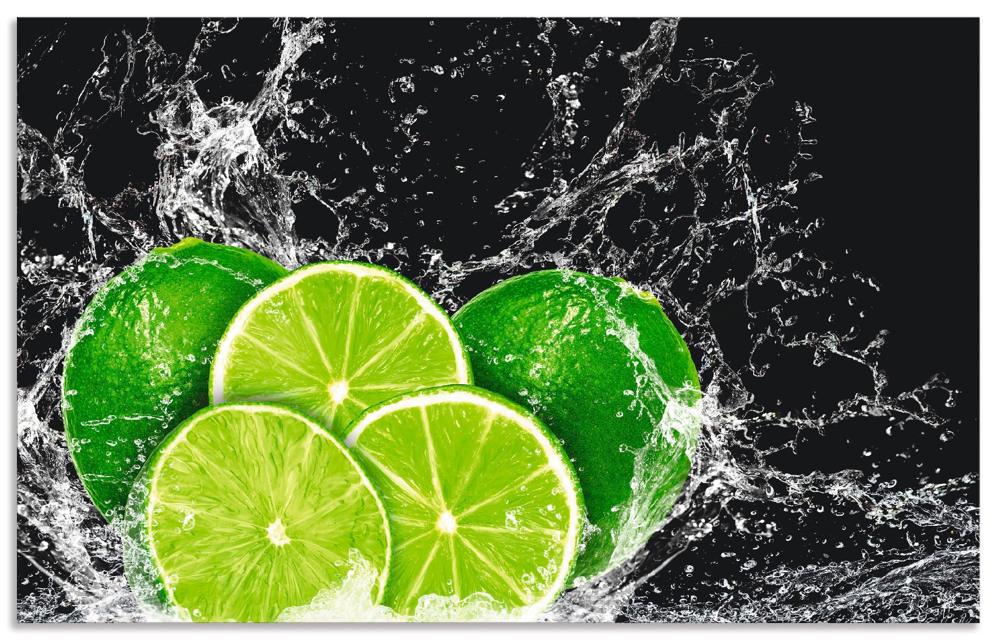 Artland Küchenrückwand "Limone mit Spritzwasser" Alu Spritzschutz mit Klebe günstig online kaufen