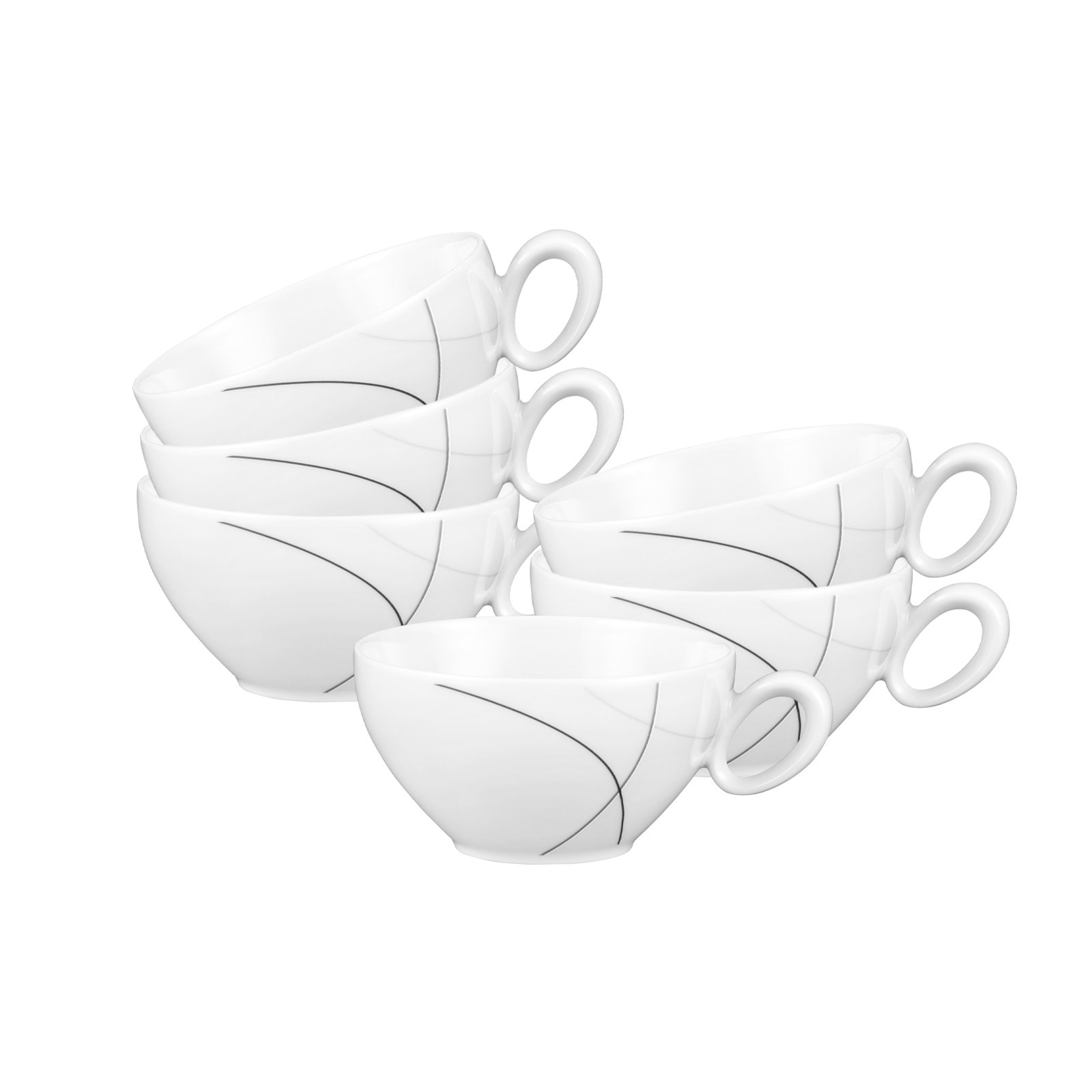 Seltmann Weiden Tasse "Teetassen Trio Highline 0,21 l 6er Set weiß-grau" günstig online kaufen