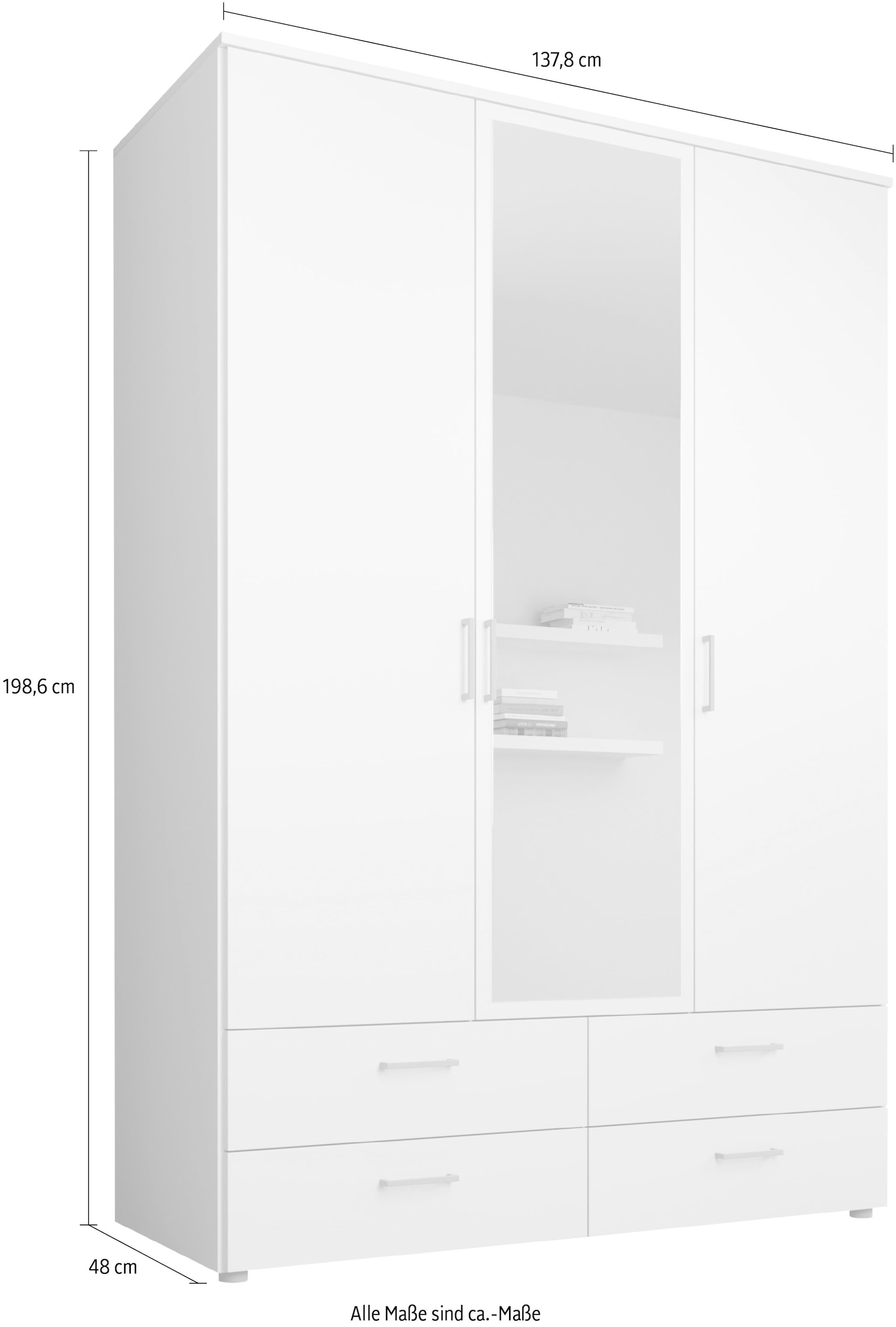 Schlafkontor Drehtürenschrank »Spazio«, weiß, Schlafzimmerschrank mit Spiegel