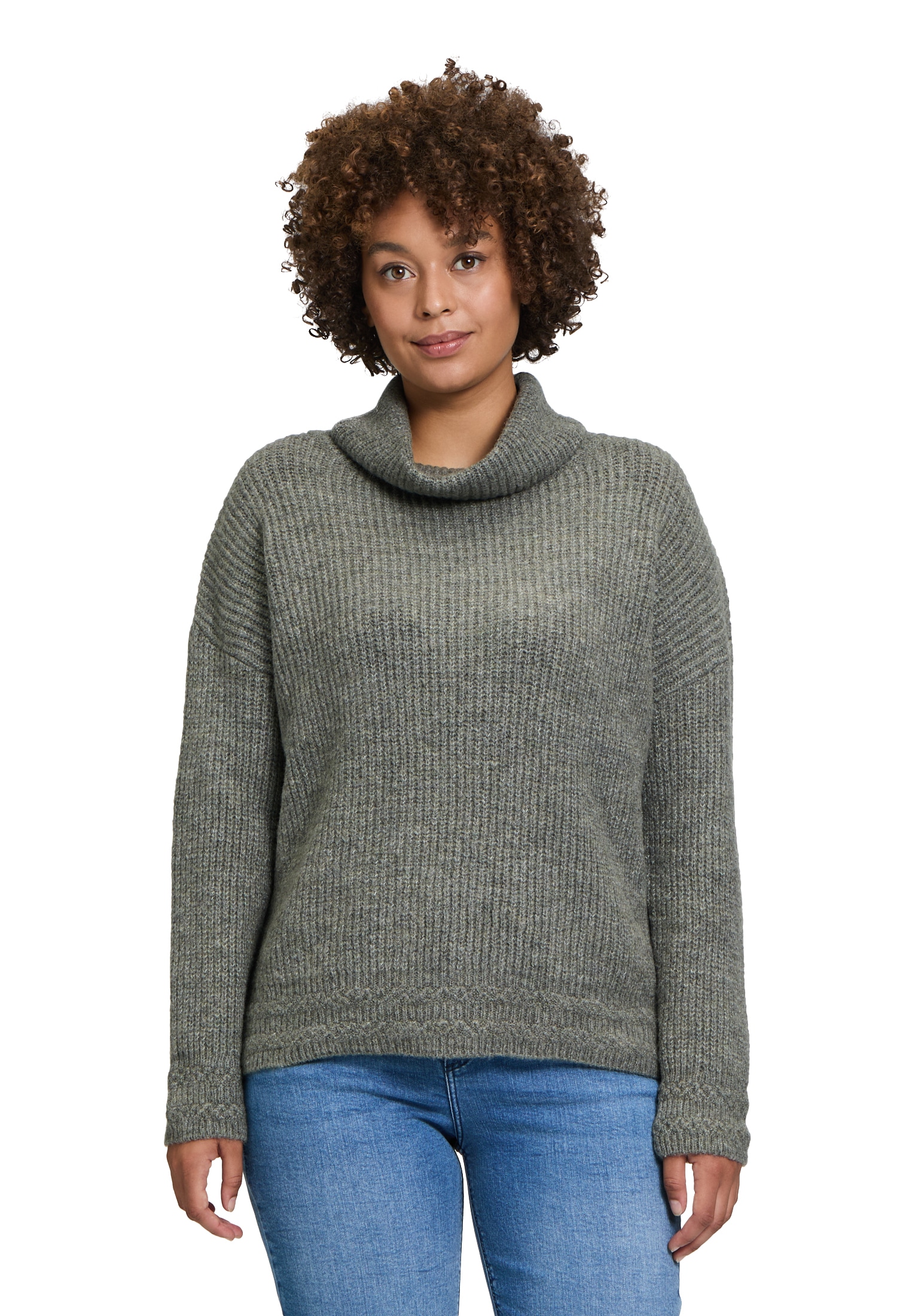 Cartoon Strickpullover "Damen mit Turtle Neck" 1 Stk. tlg. Rippbündchen günstig online kaufen