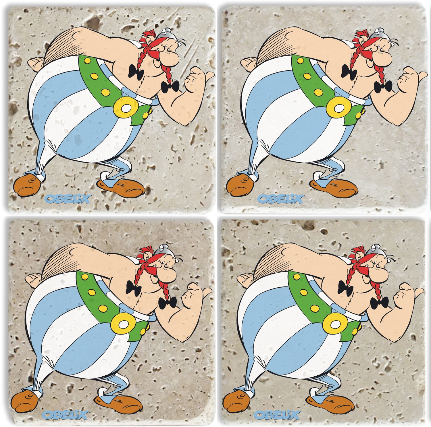 LuckyLinde Getränkeuntersetzer "Obelix Motiv Fliesen Steine" Asterix Set To günstig online kaufen