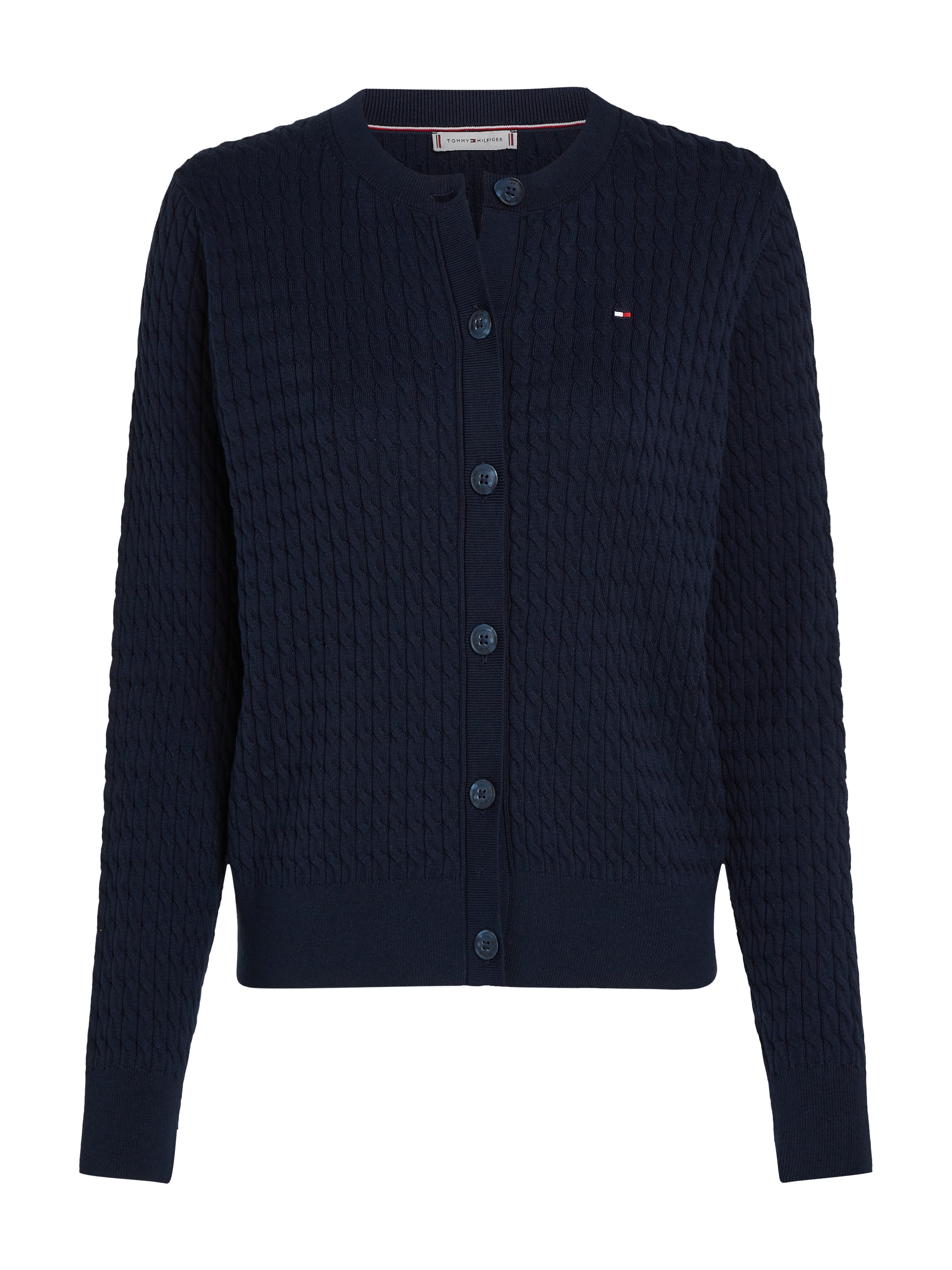 Tommy Hilfiger Strickjacke »CO CABLE C-NK CARDIGAN«, mit Zopfstruktur