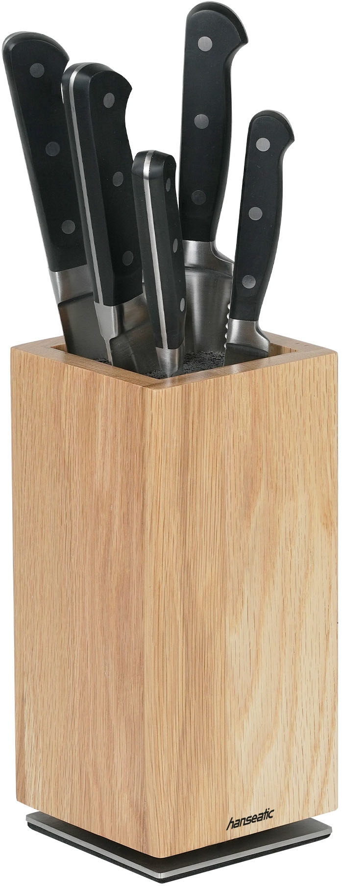 Hanseatic Magnet-Messerblock »hanseatic PREMIUM, aus Holz, Messerblock Set, 6-tlg.« 6 Stk. elegantes Design, herausnehmbarer Borsteneinsatz, 360-Grad-drehbar