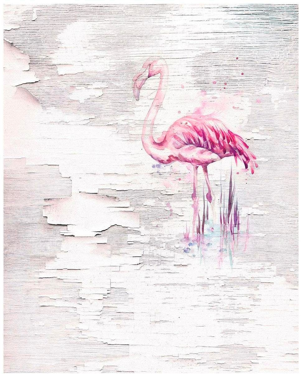 Komar Vliestapete "Digitaldruck Vlies - Pink Flamingo - Größe 200 x 250 cm" bedruckt glatt Wohnzimmer, Schlafzimmer