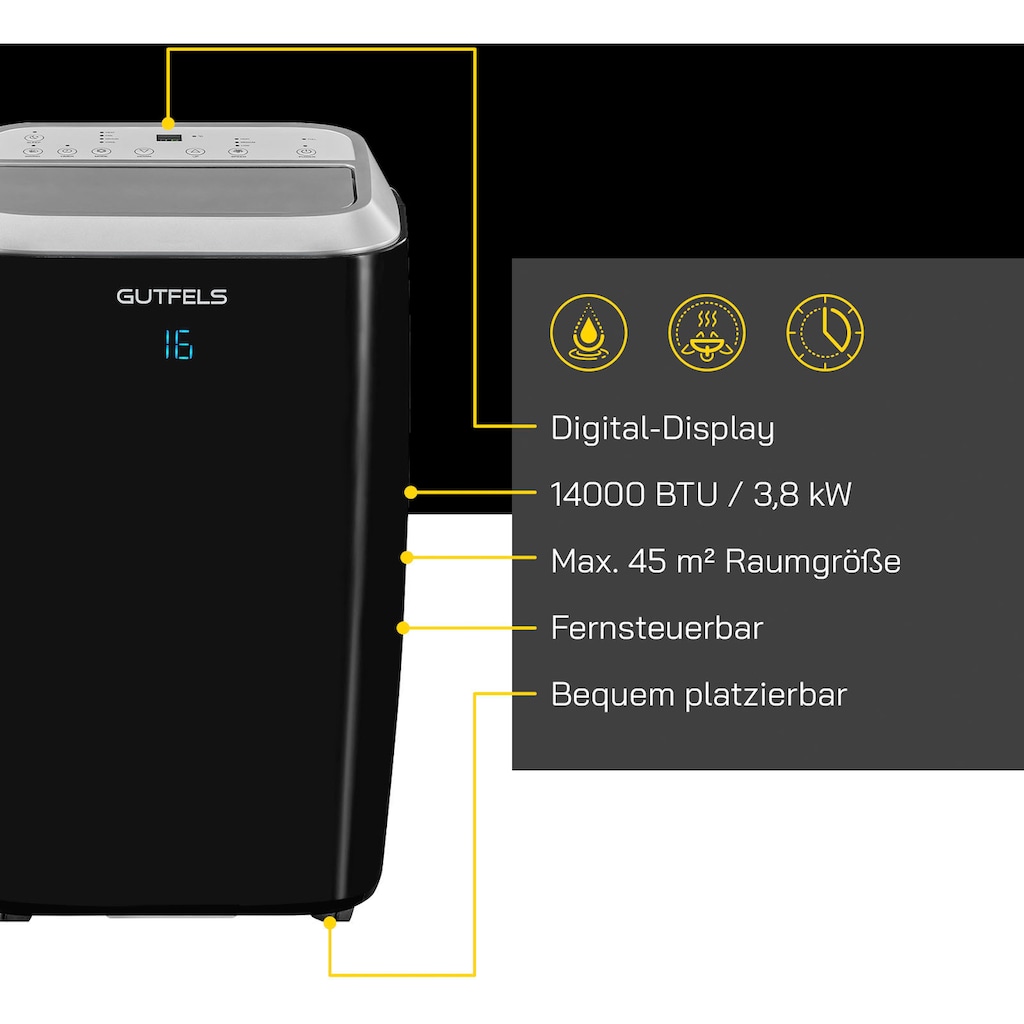 Gutfels 4-in-1-Klimagerät »CM 81458 sw«, Luftkühlung - Entfeuchtung - Heizen, geeignet für 45 m² Räume