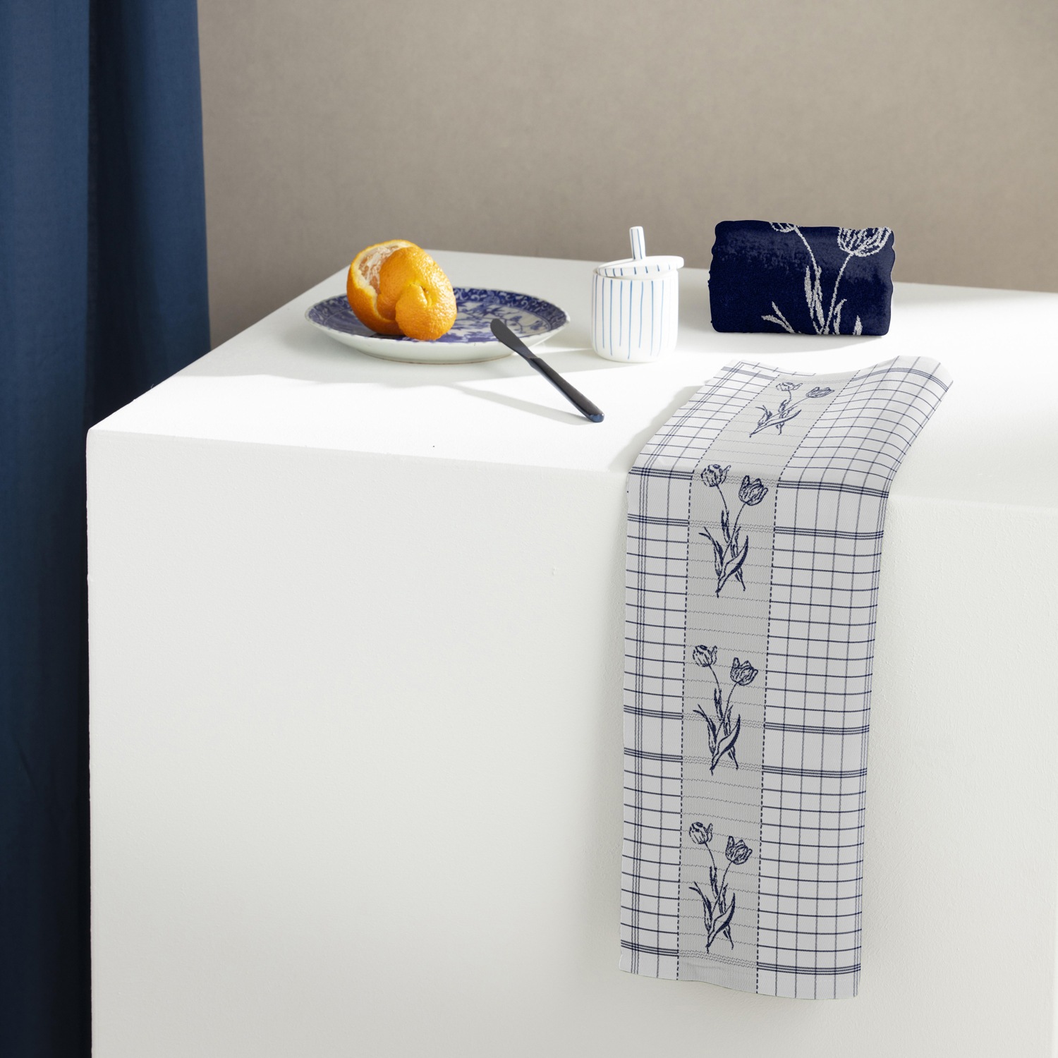 DDDDD Geschirrtuch »DDDDD Küchenhandtuch Lisse 50x55 Blau (6er-Pack)« schnell trocknend, 100% Baumwolle, mit Tulpen