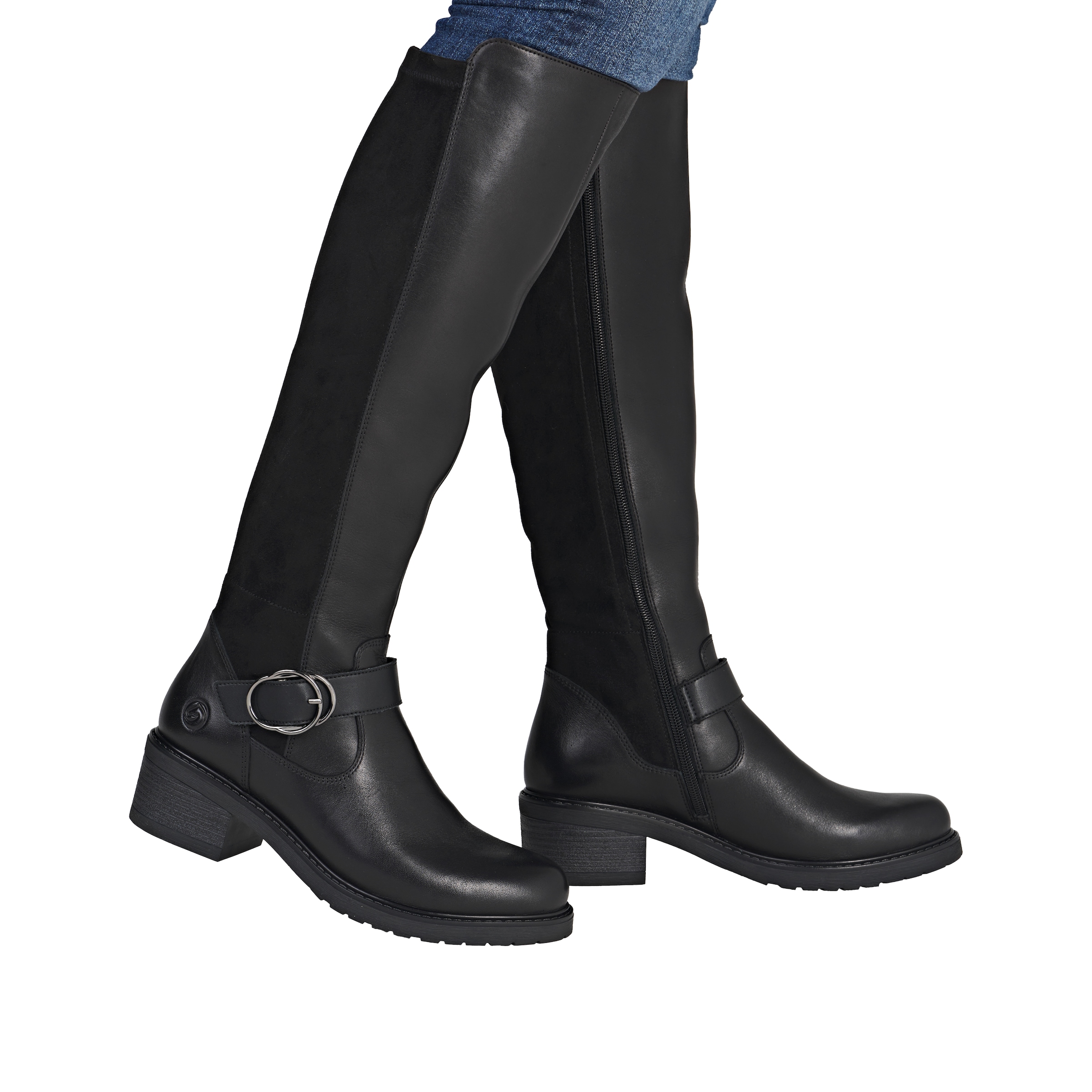 Remonte Stiefel, Langschaftstiefel, Stretch-Stiefel, Blockabsatz, Innenreißverschluss