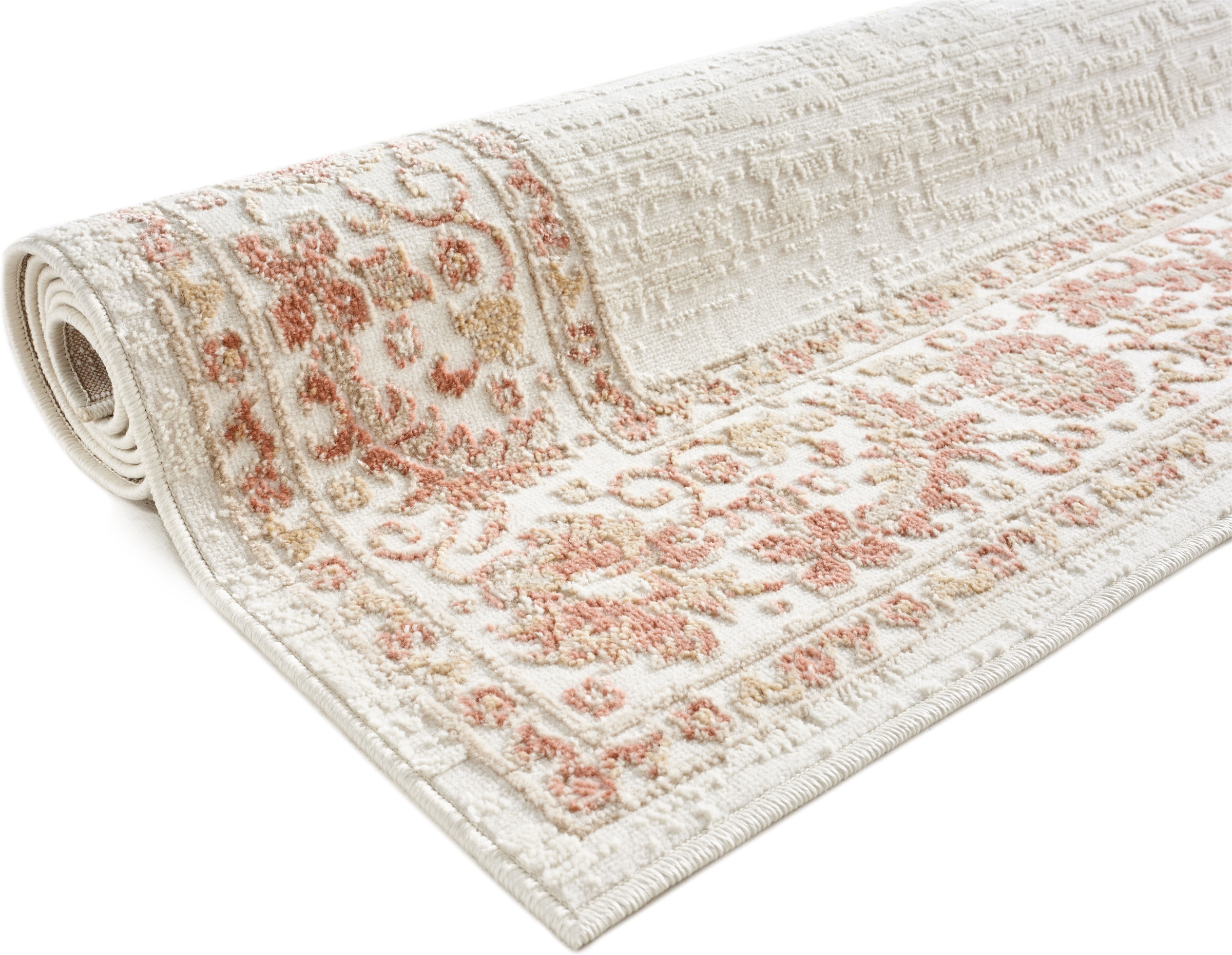 OTTO home Teppich »Fennia, Blumen-Motiv« rechteckig 7 mm Höhe Bordüre, Floral, meliert, Wohnzimmer, Schlafzimmer, Esszimmer