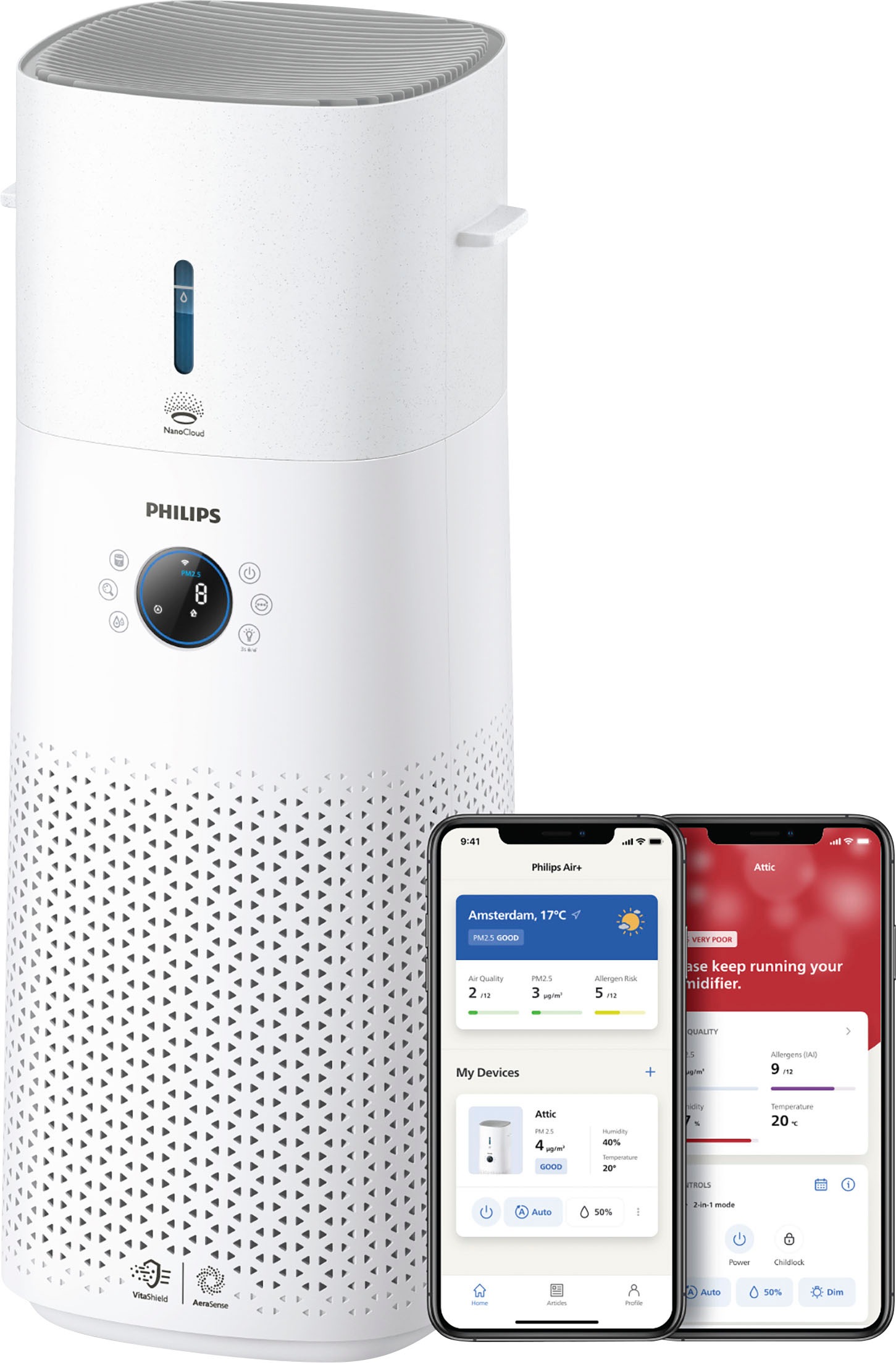 Philips Kombigerät Luftbefeuchter und -reiniger "AC3737/10 3000 Series" für günstig online kaufen
