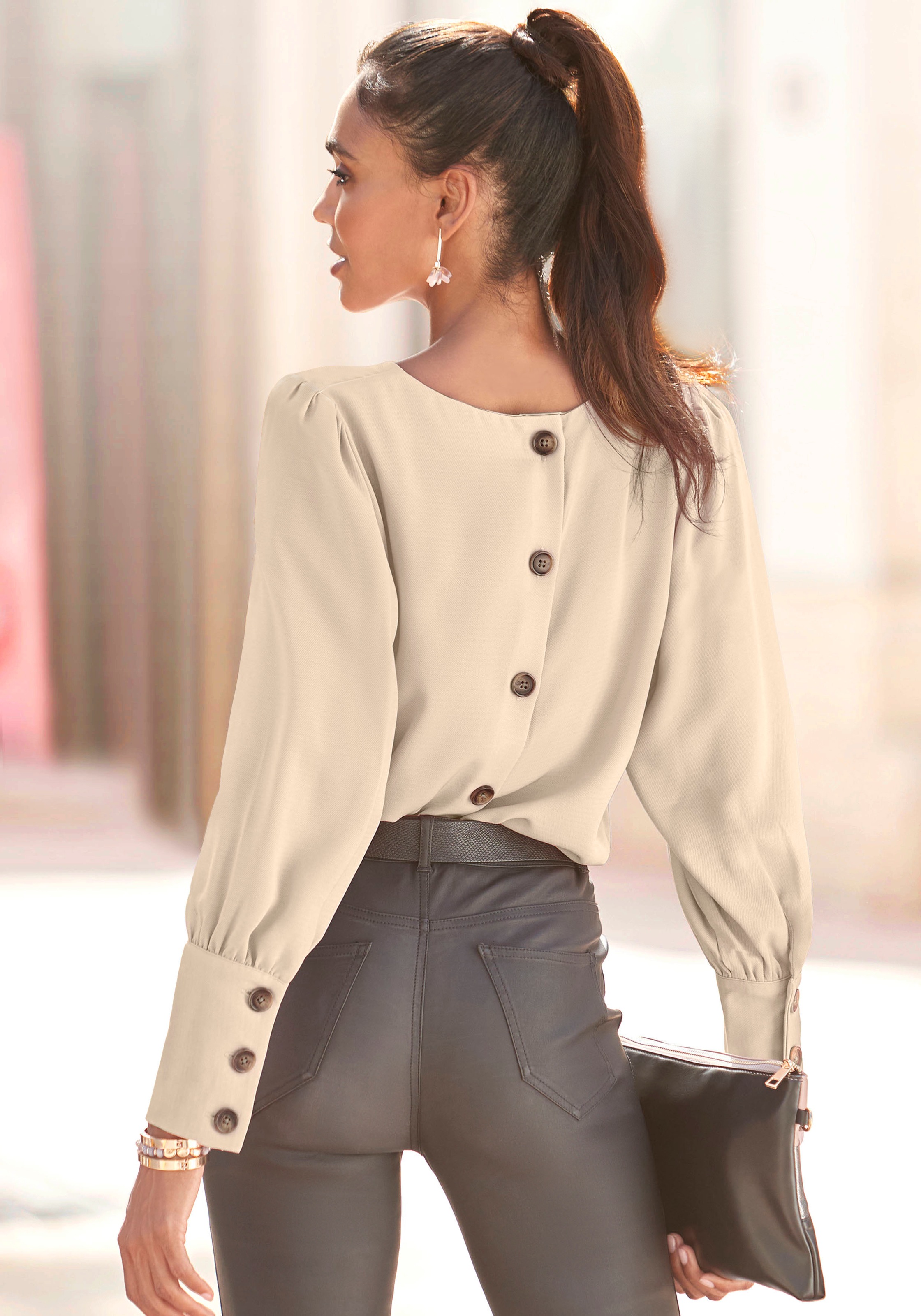 LASCANA Langarmbluse mit Knopfleiste hinten, elegante Damenbluse, Business- günstig online kaufen