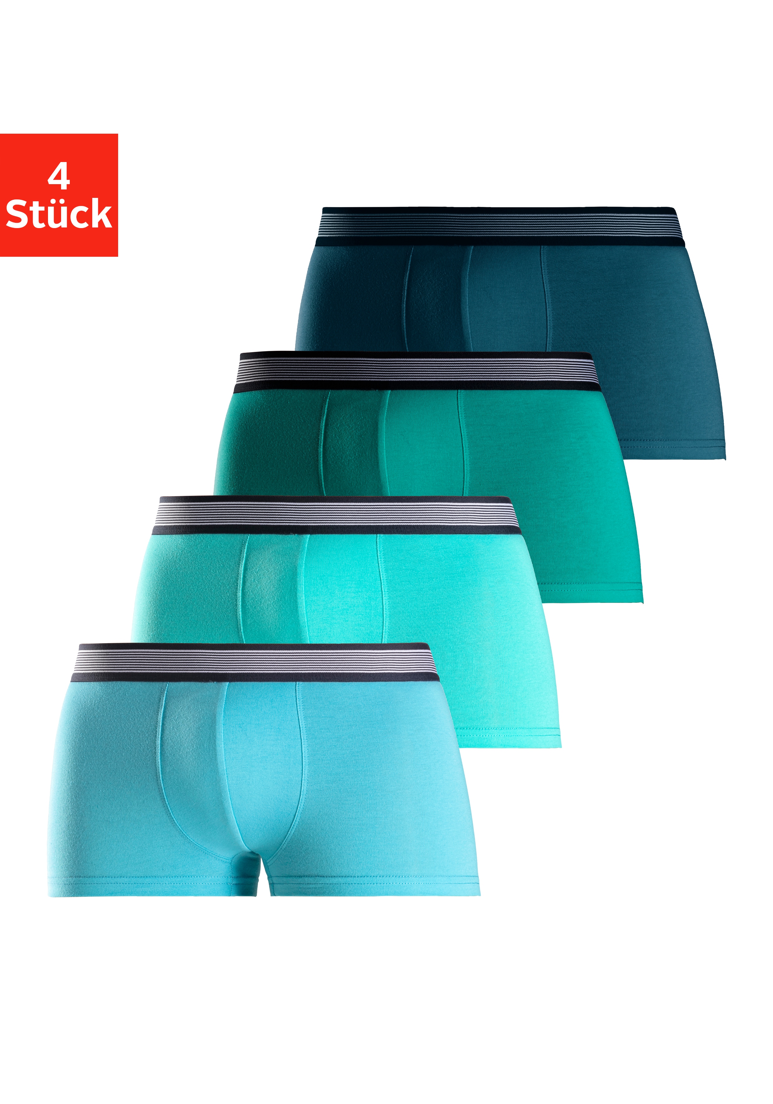 H.I.S Hipster Packung, 4 Stk. knapp sitzende Boxershorts aus Baumwollmischung