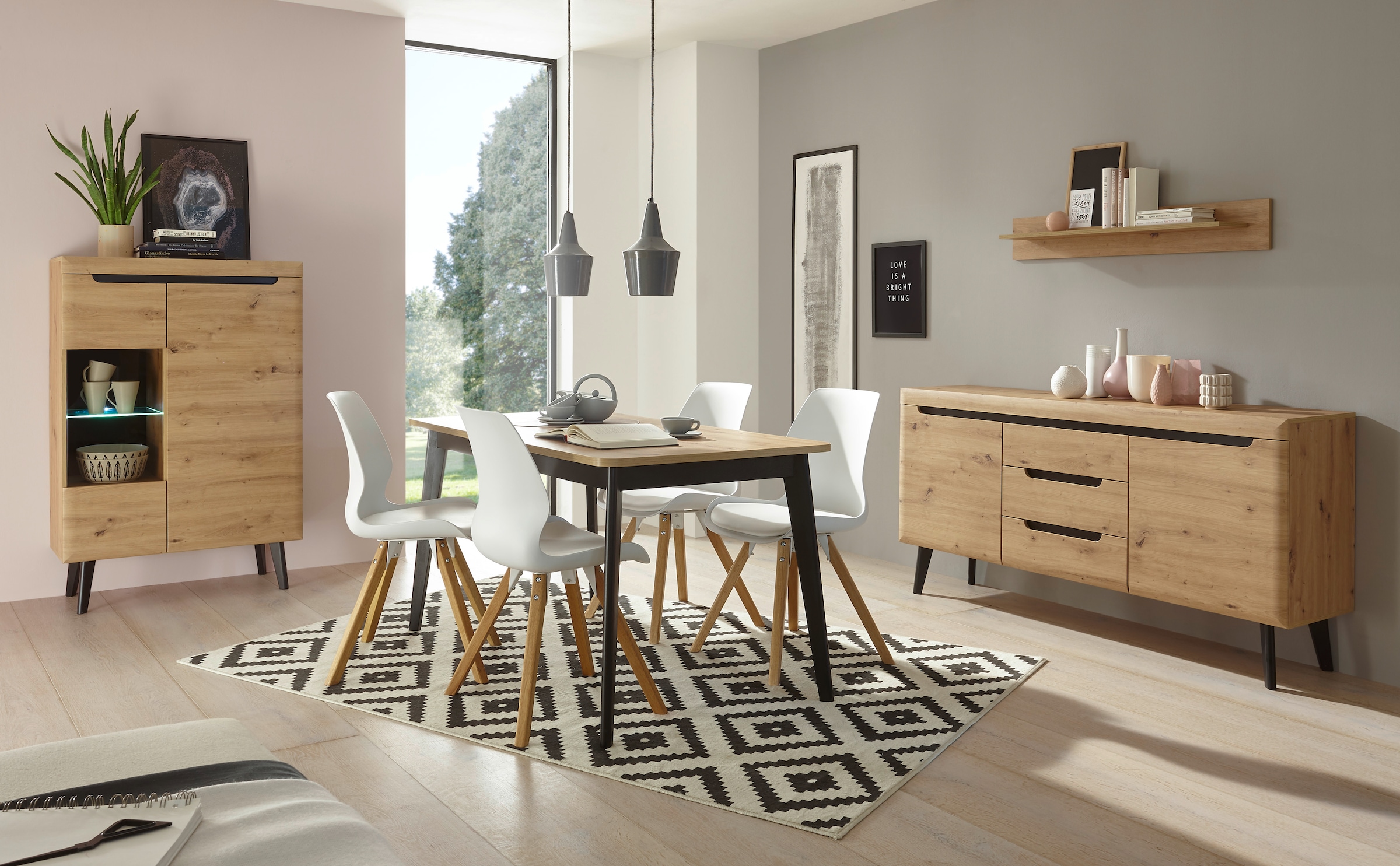 INOSIGN Sideboard »Torge, Anrichte, Kommode, Schubladenschrank«, (1 St.), abgeschrägte Füße, drei Farben, Scandi Design, 160 cm breit