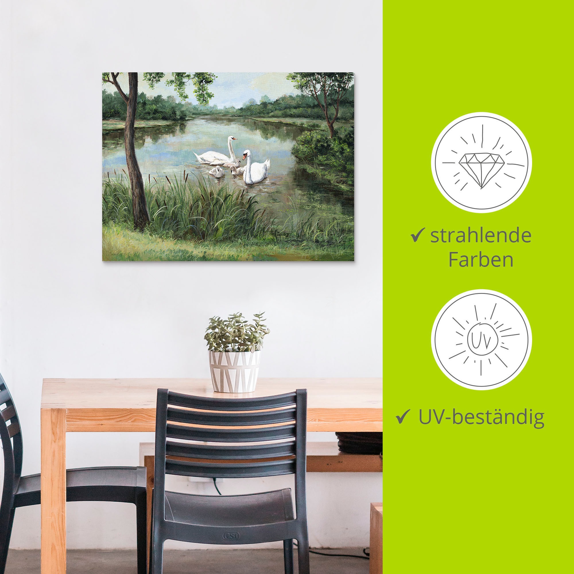 Artland Wandbild »Schwäne«, Vögel, (1 St.), als Alubild, Outdoorbild, Leinwandbild, Poster in verschied. Größen