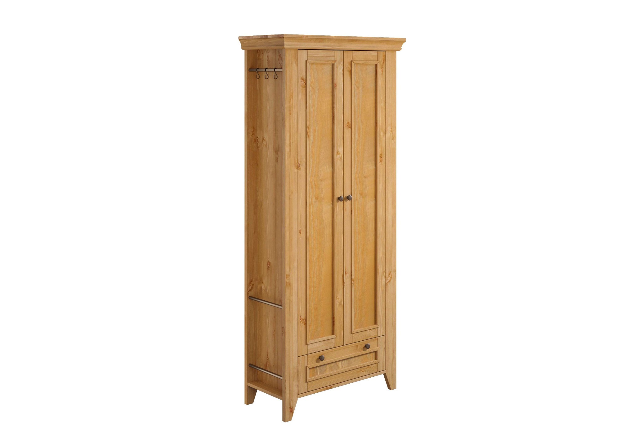 Thumbnail - Home affaire Garderobenschrank "Skandinavia", Massivholz, 2-türig, mit Schubkasten und seitlichen Hängemöglichkeiten