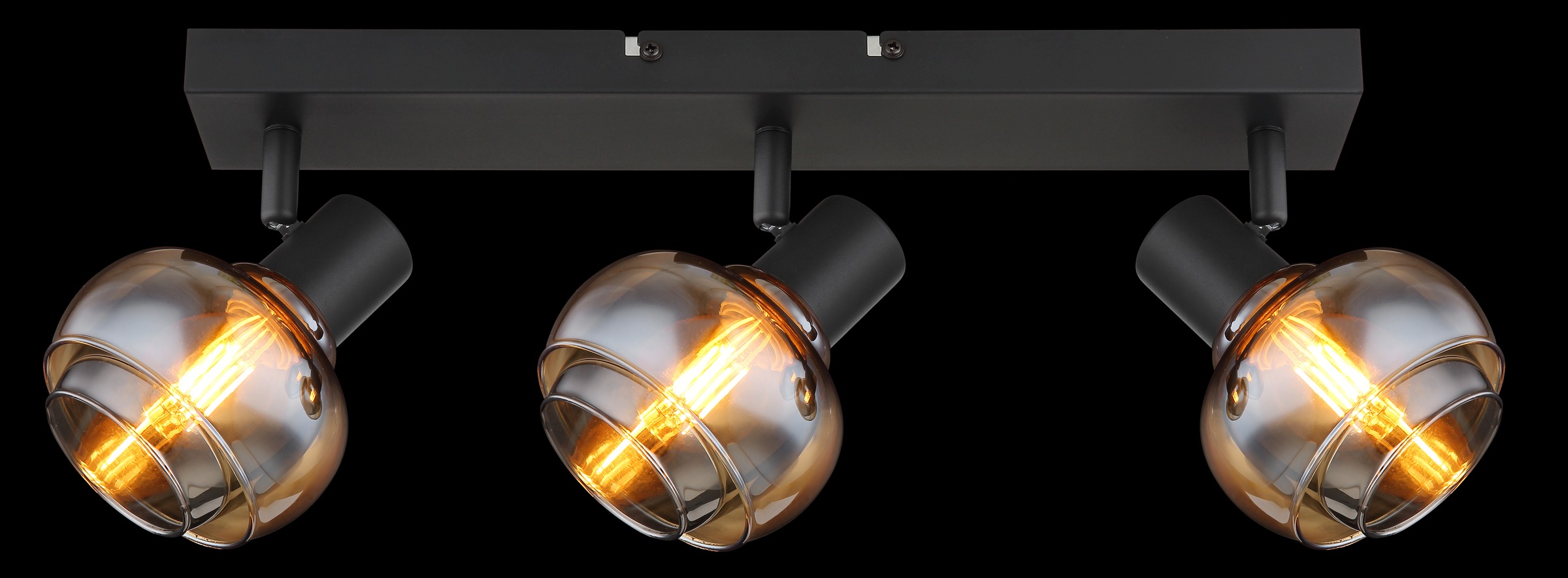 GLOBO LIGHTING Deckenstrahler »TOKKI«, Leuchtmittel E14 | ohne Leuchtmittel, Deckenspot/schwarz/Glas amber/Glas rauchfarben/Flur/Wohnzimmer