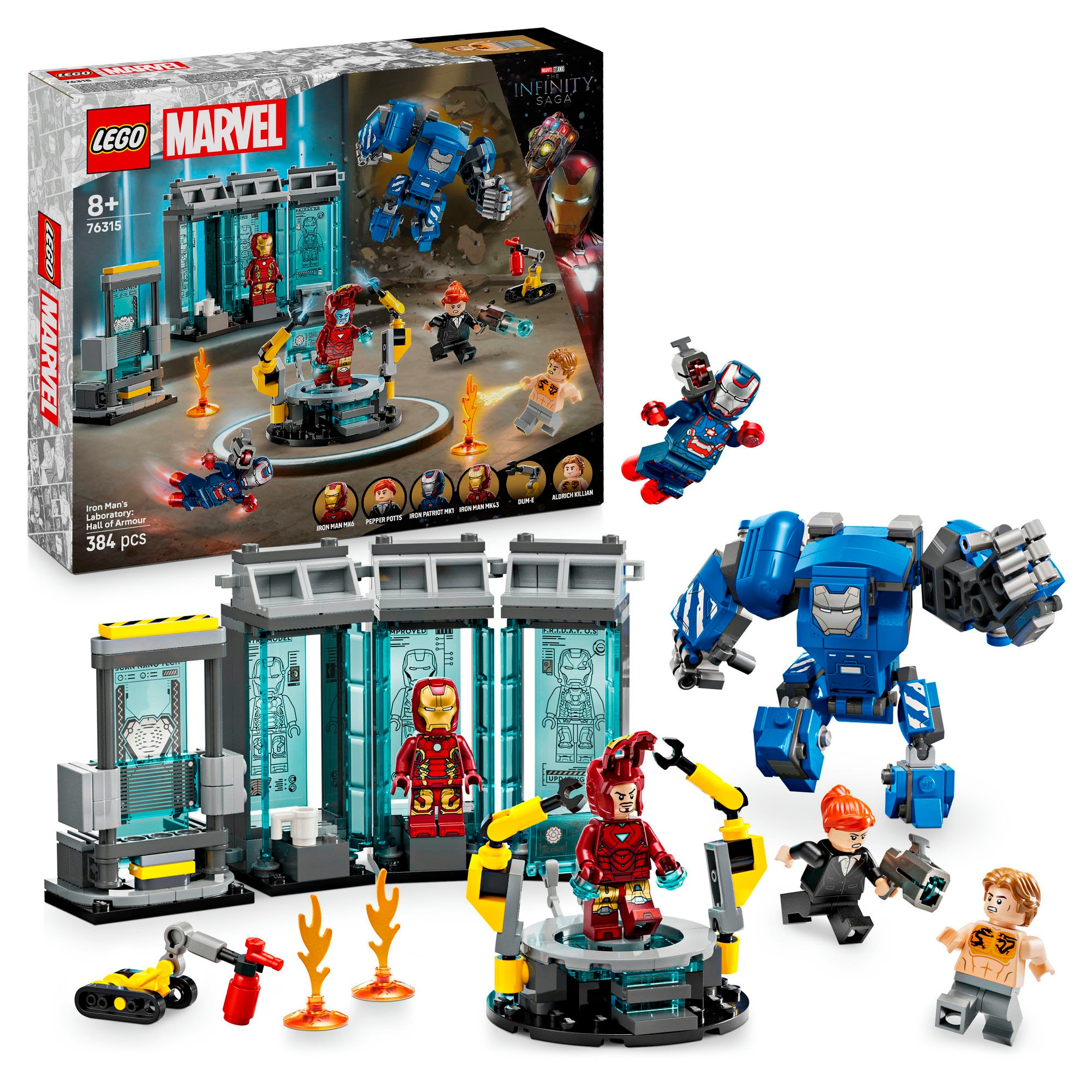 LEGO Kinder Konstruktionsspielsteine "Iron Mans Labor: Halle der Rüstungen (76315), LEGO Super Heroes", bunt, Kunststoff, Spielbausteine, Made in