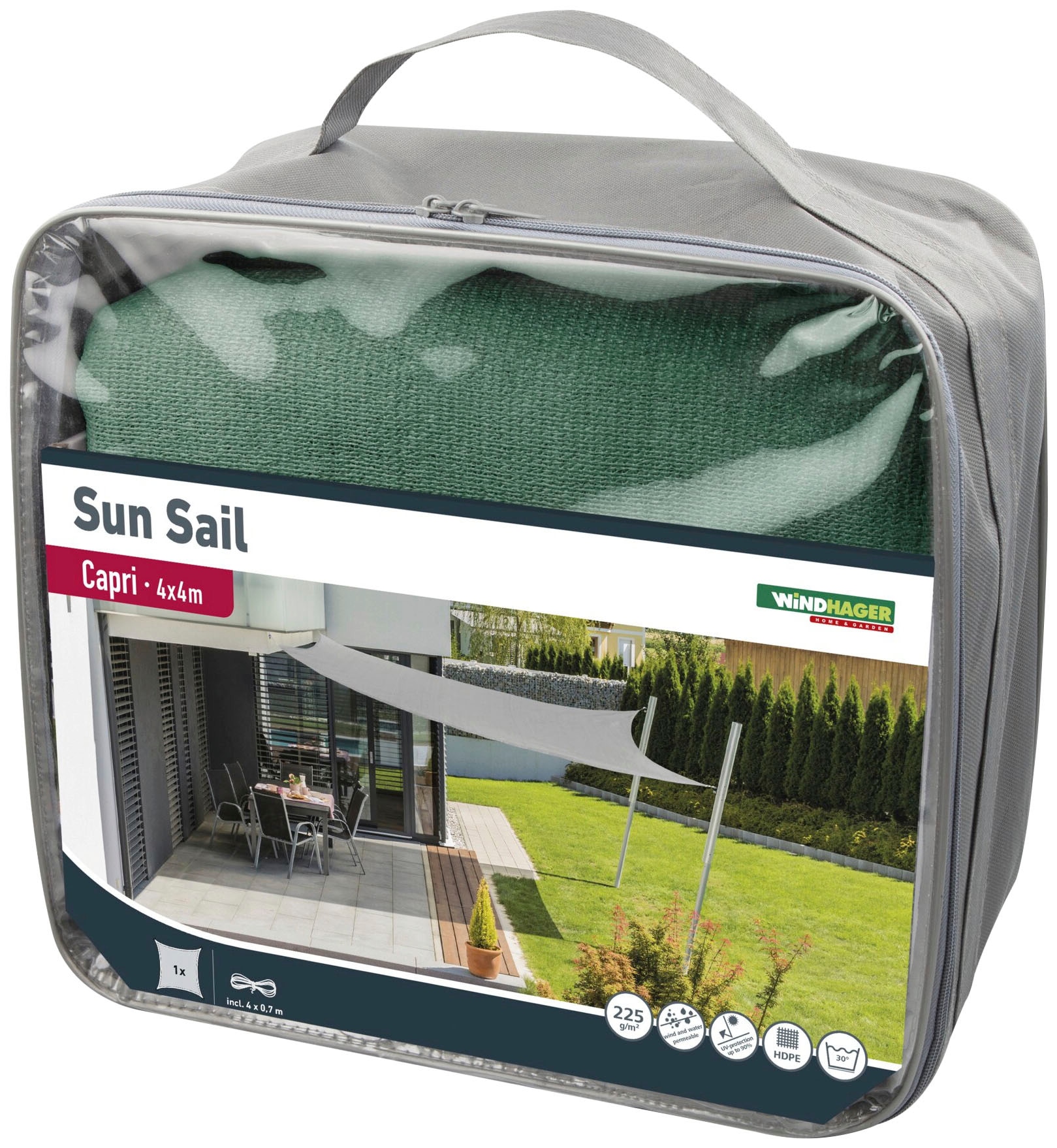 Windhager Sonnensegel »Capri Quadrat«, 4x4m, olive