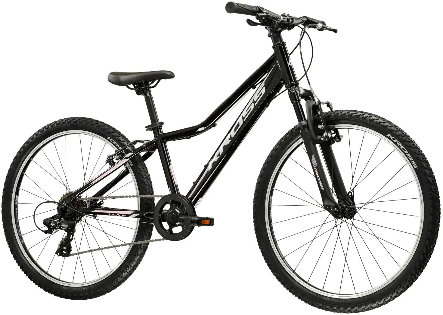 Kross Kinderfahrrad »KROSS Kinderad 24" Lea JR 1.0 Schwarz 8 Gänge 2026« 8 Gang Shimano TOURNEY TX800 Schaltwerk Kettenschaltung