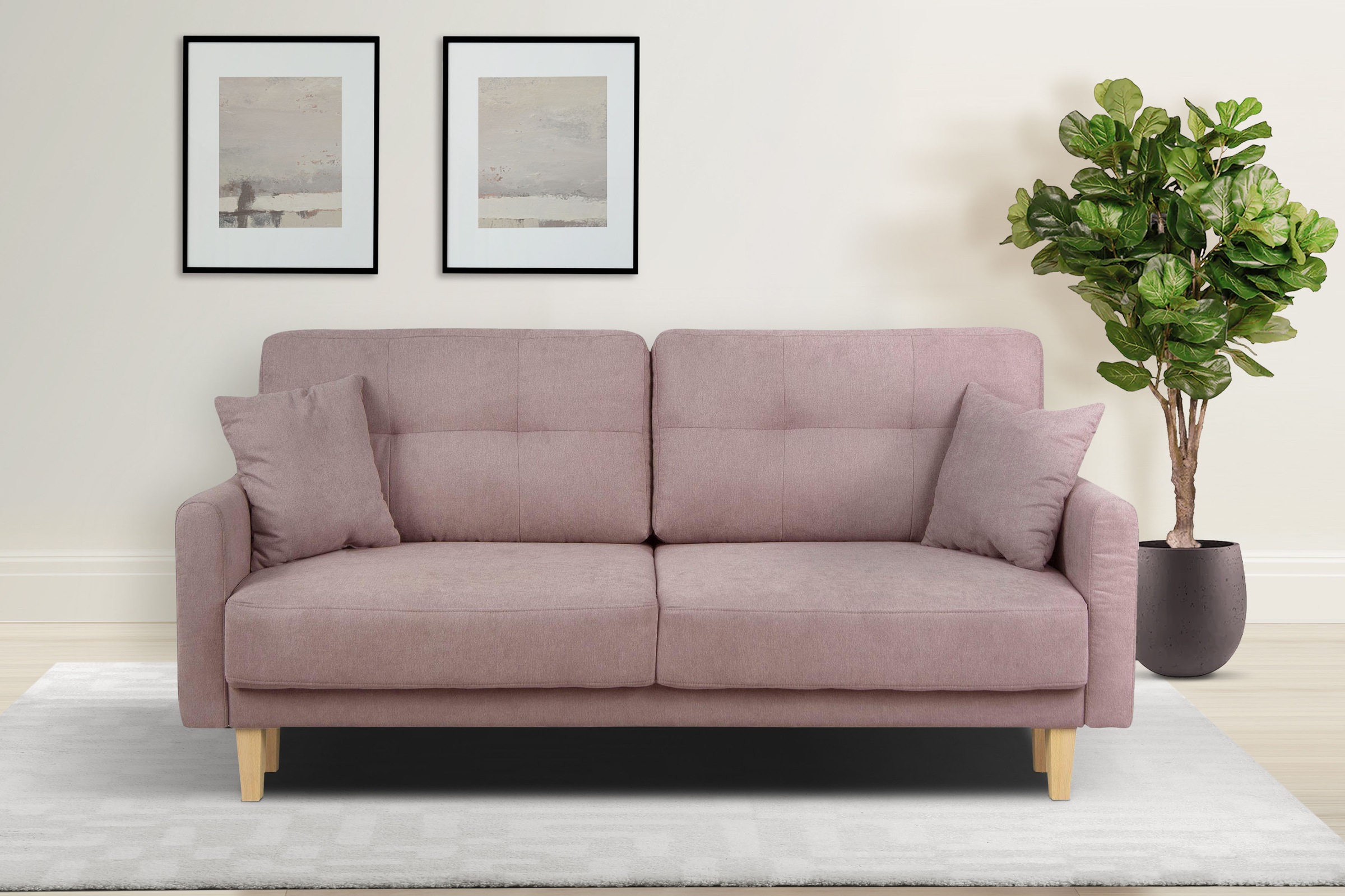 OTTO home 2-Sitzer "TRIPLO mit Wellenunterfederung, Maße B/T/H: 165/100/89 cm" Sofa mit Steppung im Rückenbereich, incl. Rückenkissen und Zierkissen